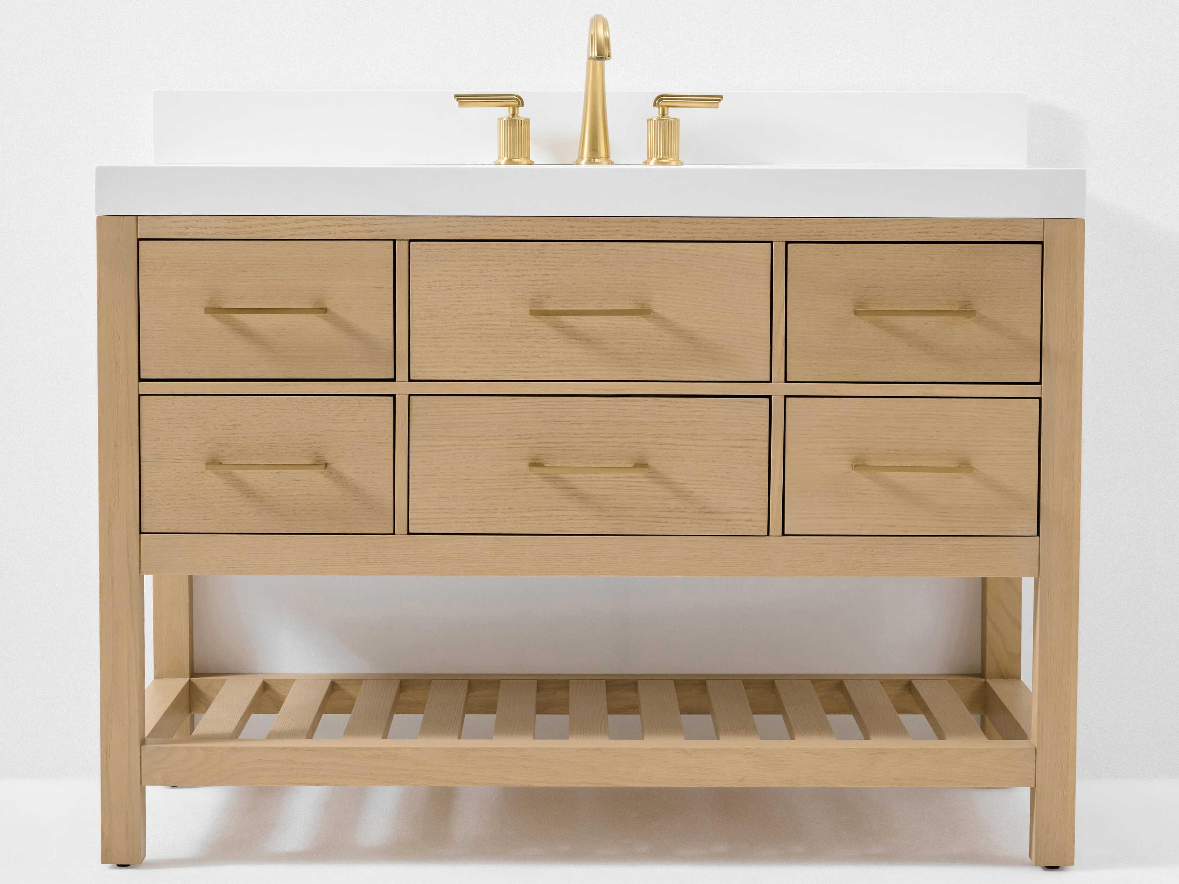Bathroom Vanity Elizabeth 48 Inch Oak White Quartz