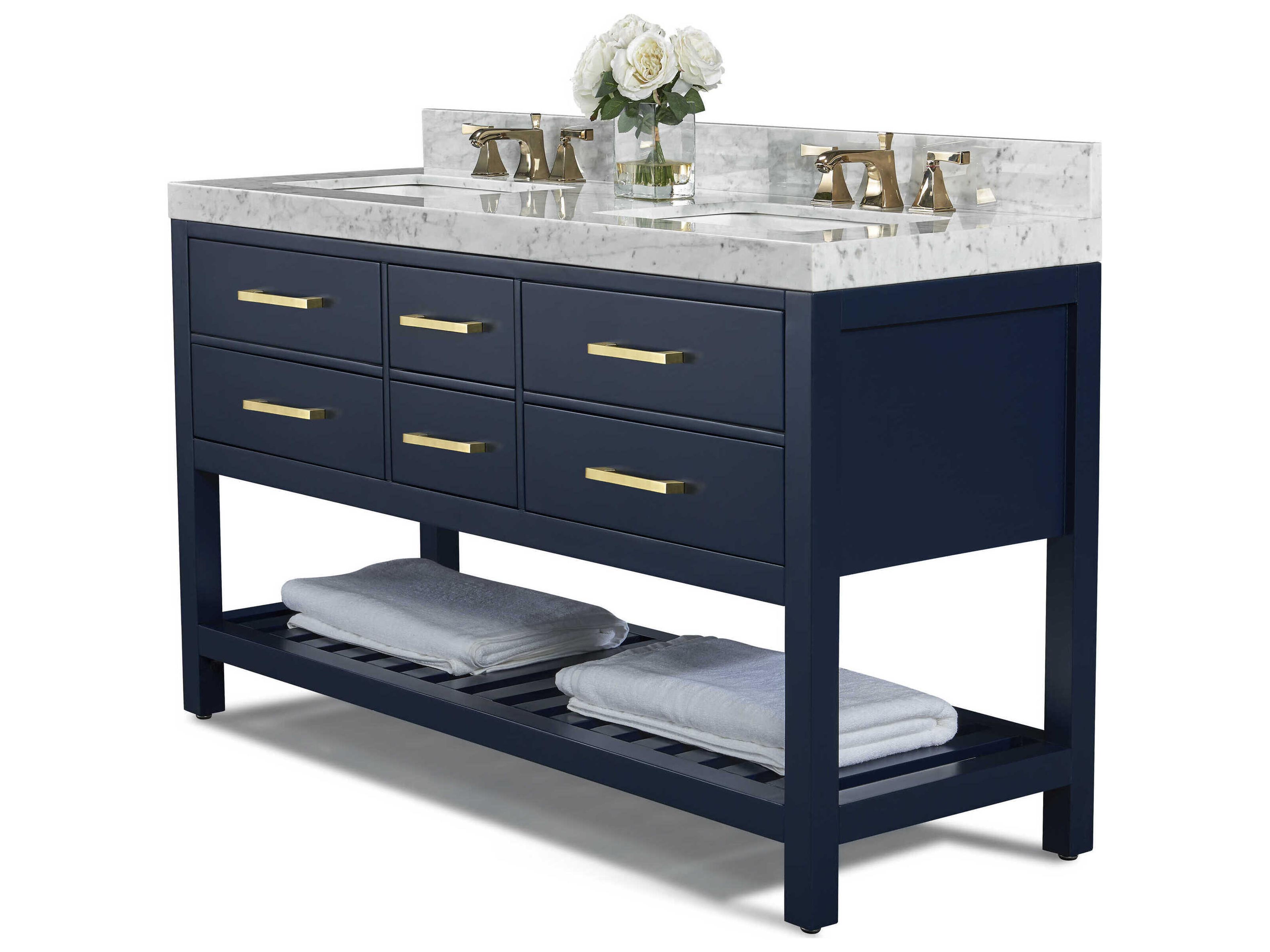 Elizabeth 60 Inch Double Bathroom Vanity Set Heritage Blue