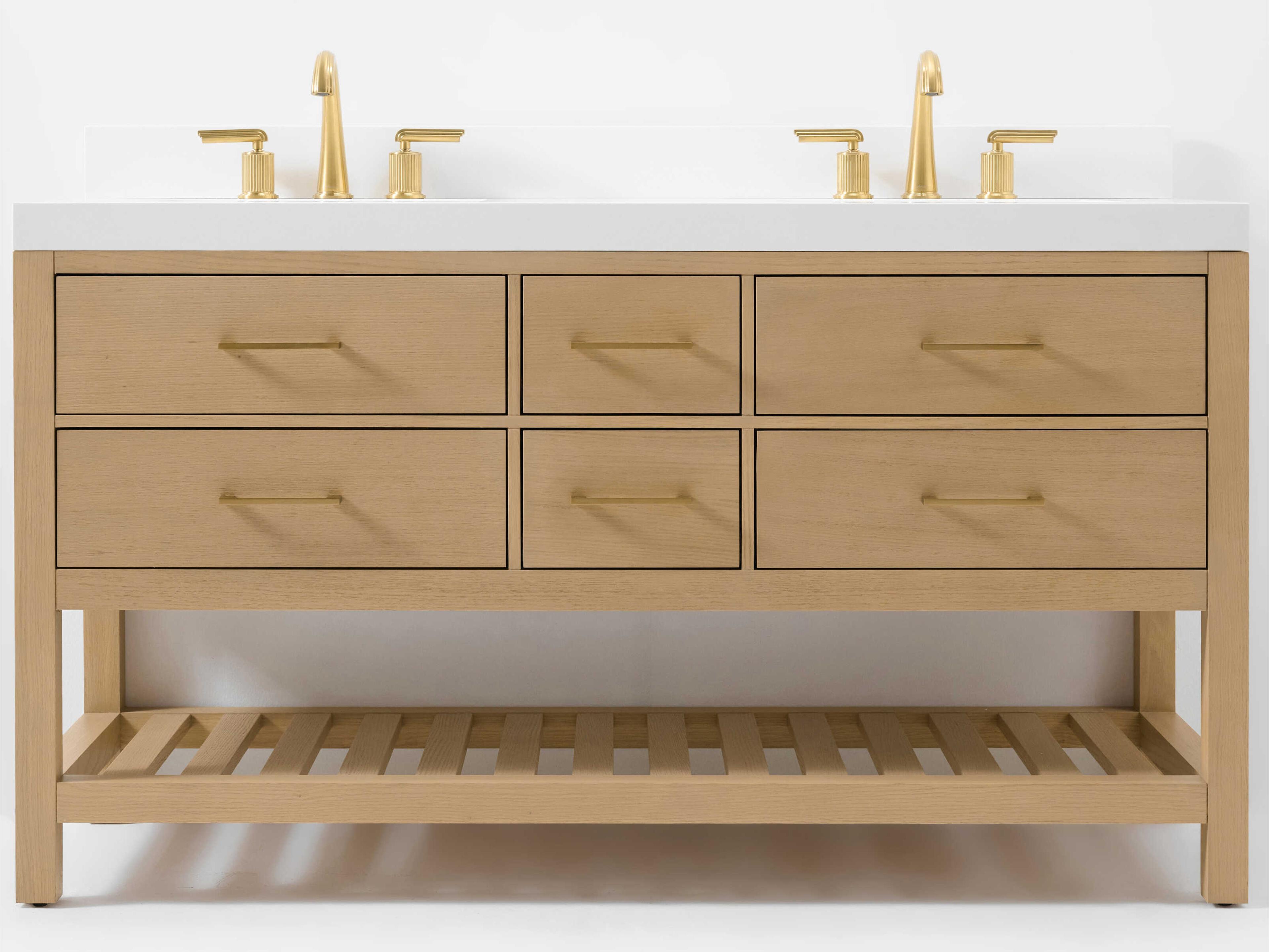 Double Bathroom Vanity Elizabeth 60-Inch Oak