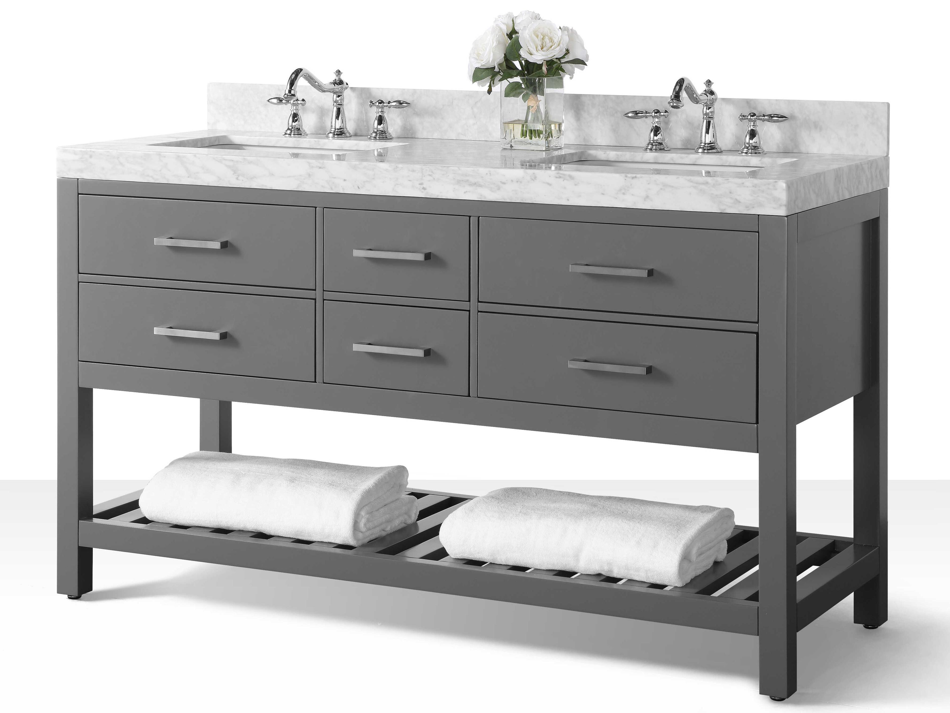 Double Bathroom Vanity Set Elizabeth 60 Inch Sapphire Gray