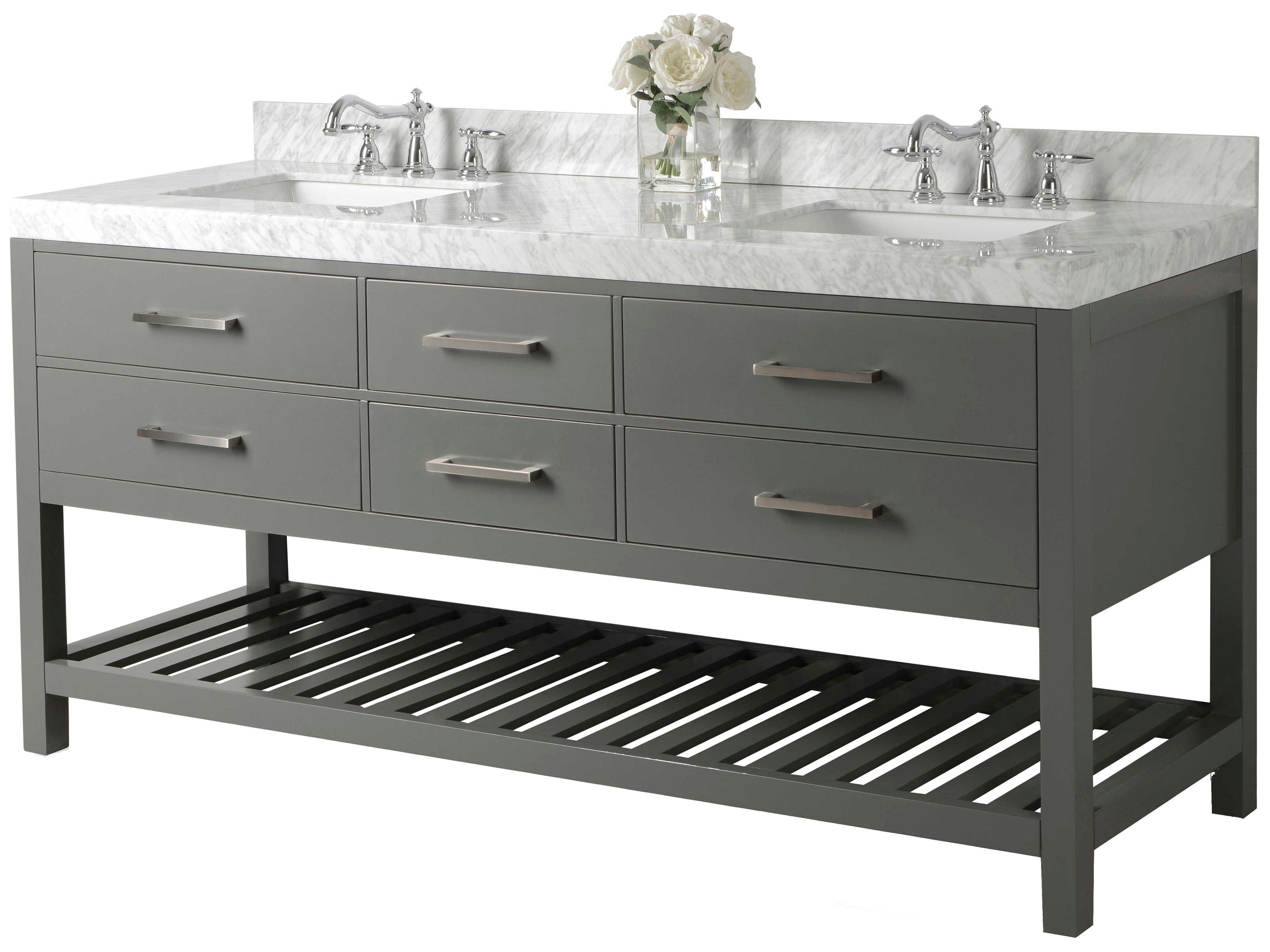 Double Bathroom Vanity Set Elizabeth 72 Inch Solid Wood Sapphire Gray