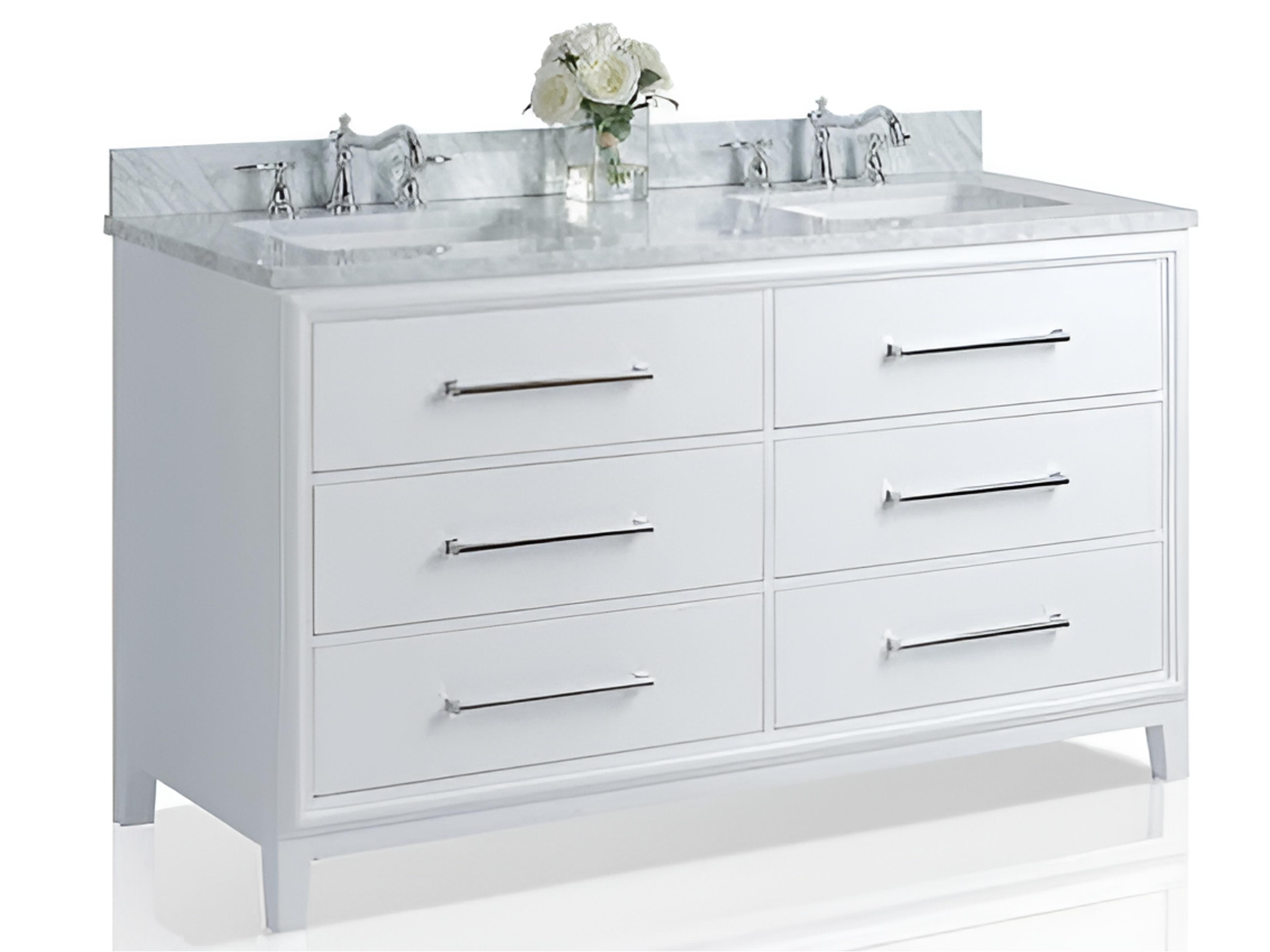 Ellie 60-Inch Double Vanity Set White Modern