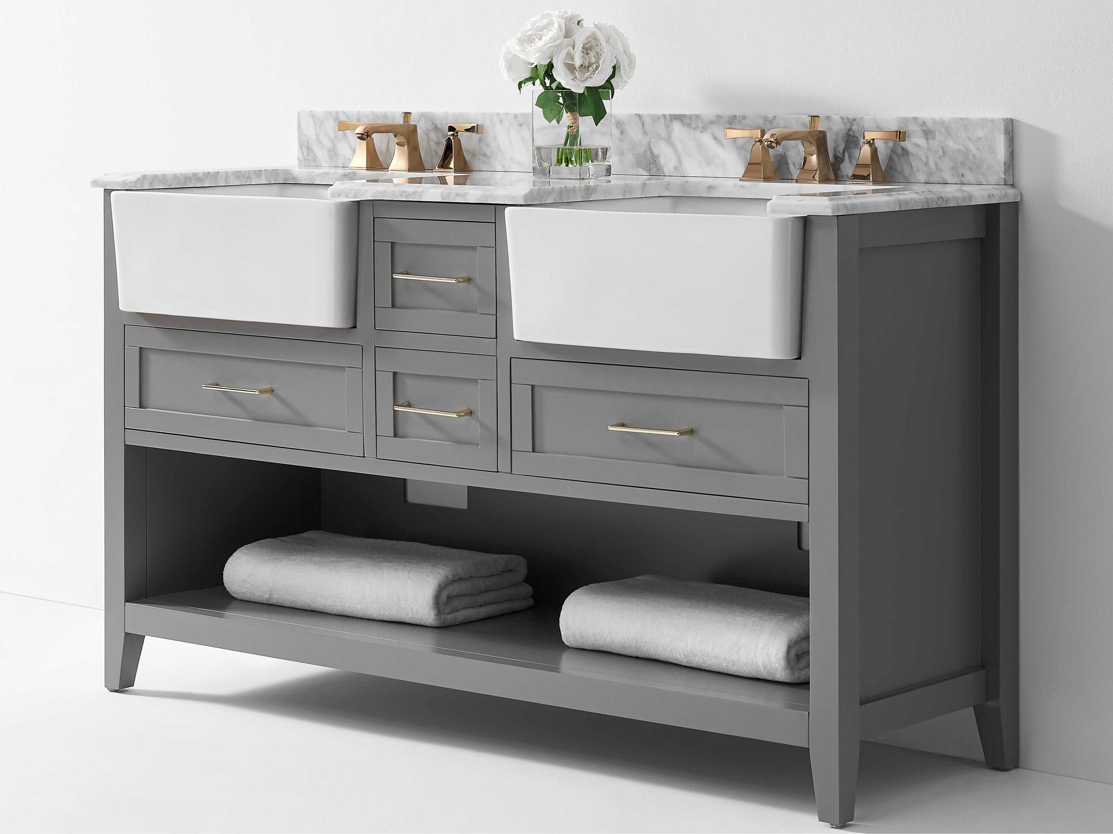 Hayley 60 Inch Double Vanity Sea Cloud Gray