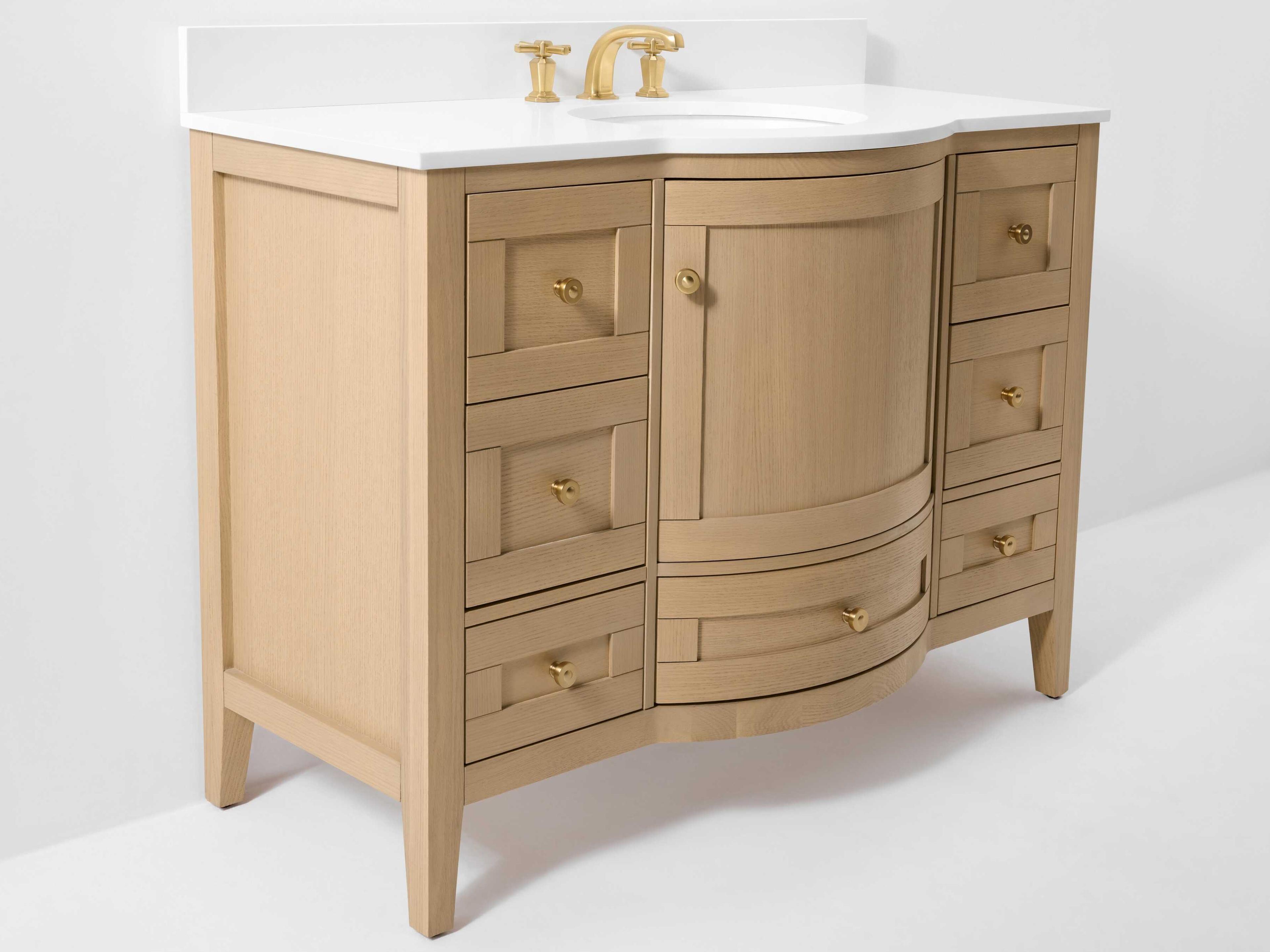 Lauren 48-Inch Solid Wood Single Bath Vanity with Quartz Top in Oak
