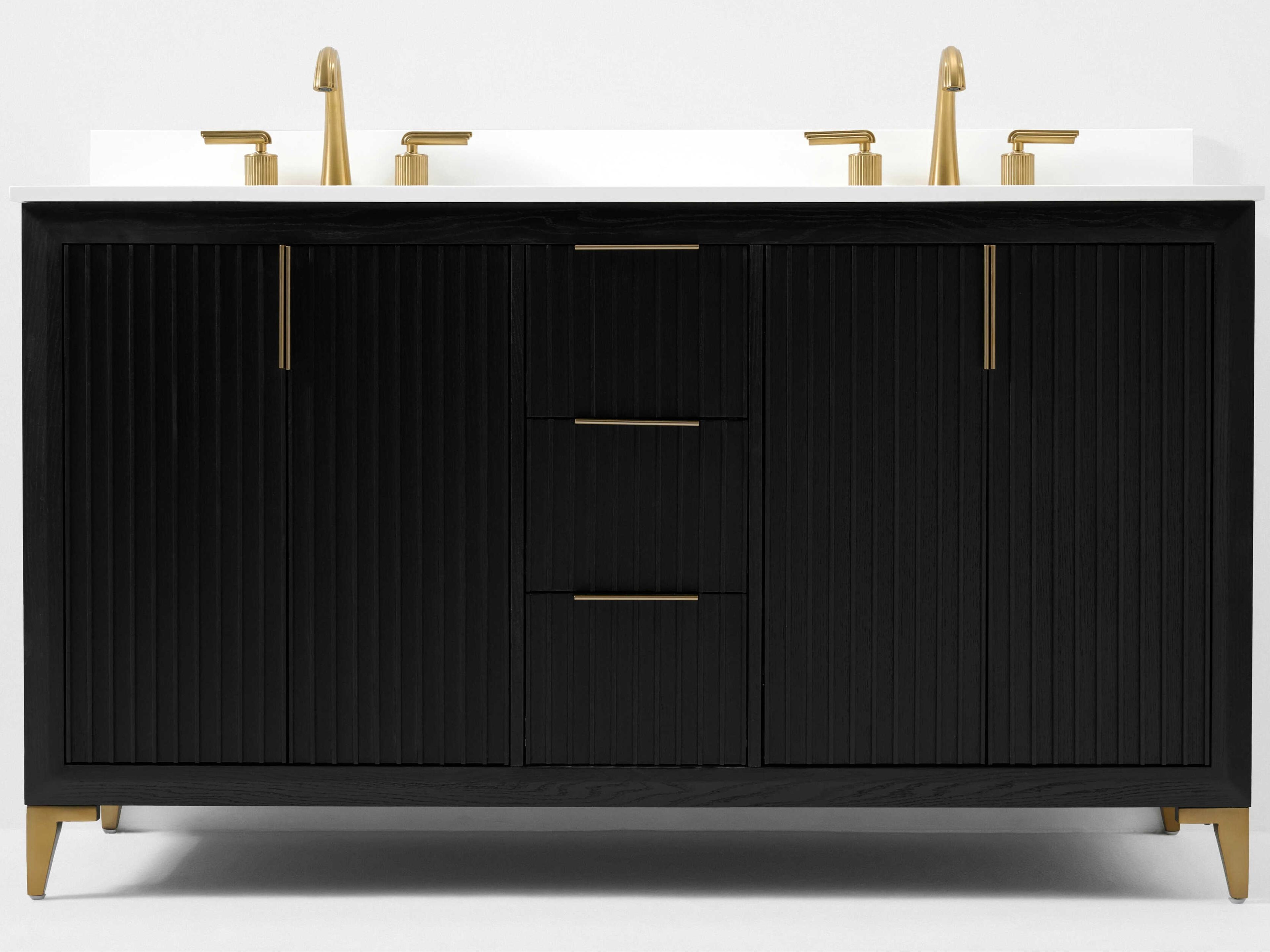 Turlington 60 Inch Double Bathroom Vanity in Black Oak