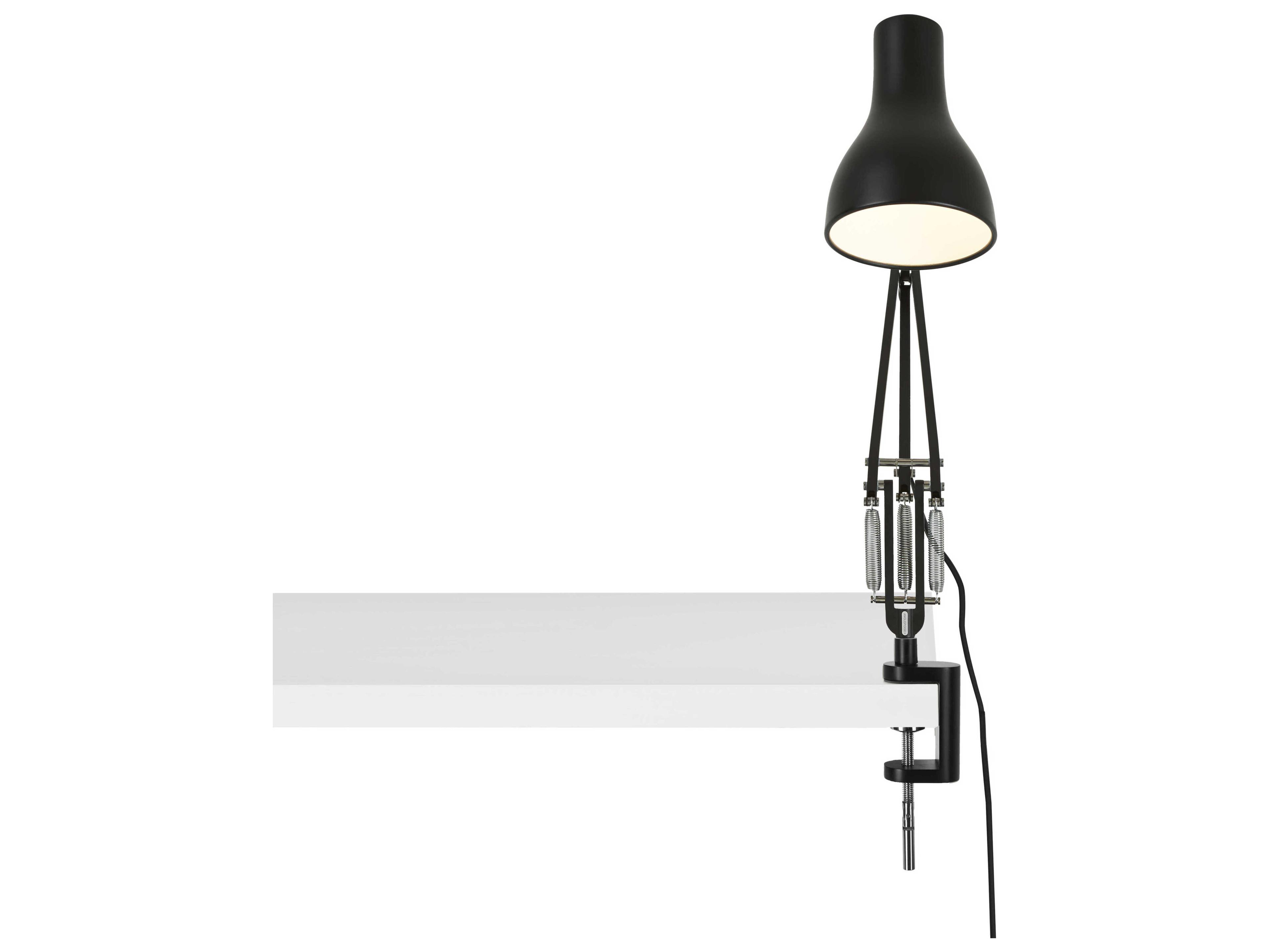 Anglepoise Type-75 Jet Black Desk Lamp with Clamp