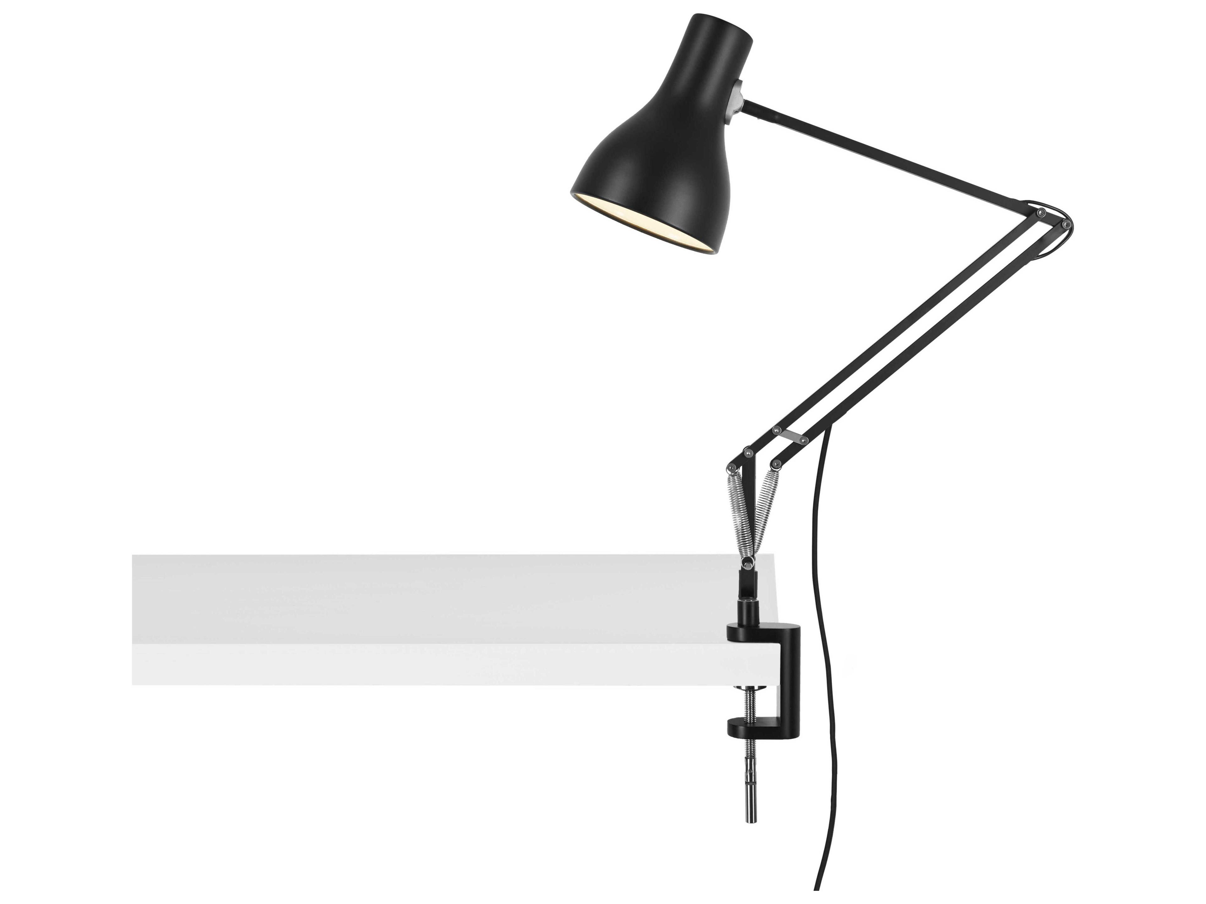 Anglepoise Type-75 Jet Black Desk Lamp with Clamp