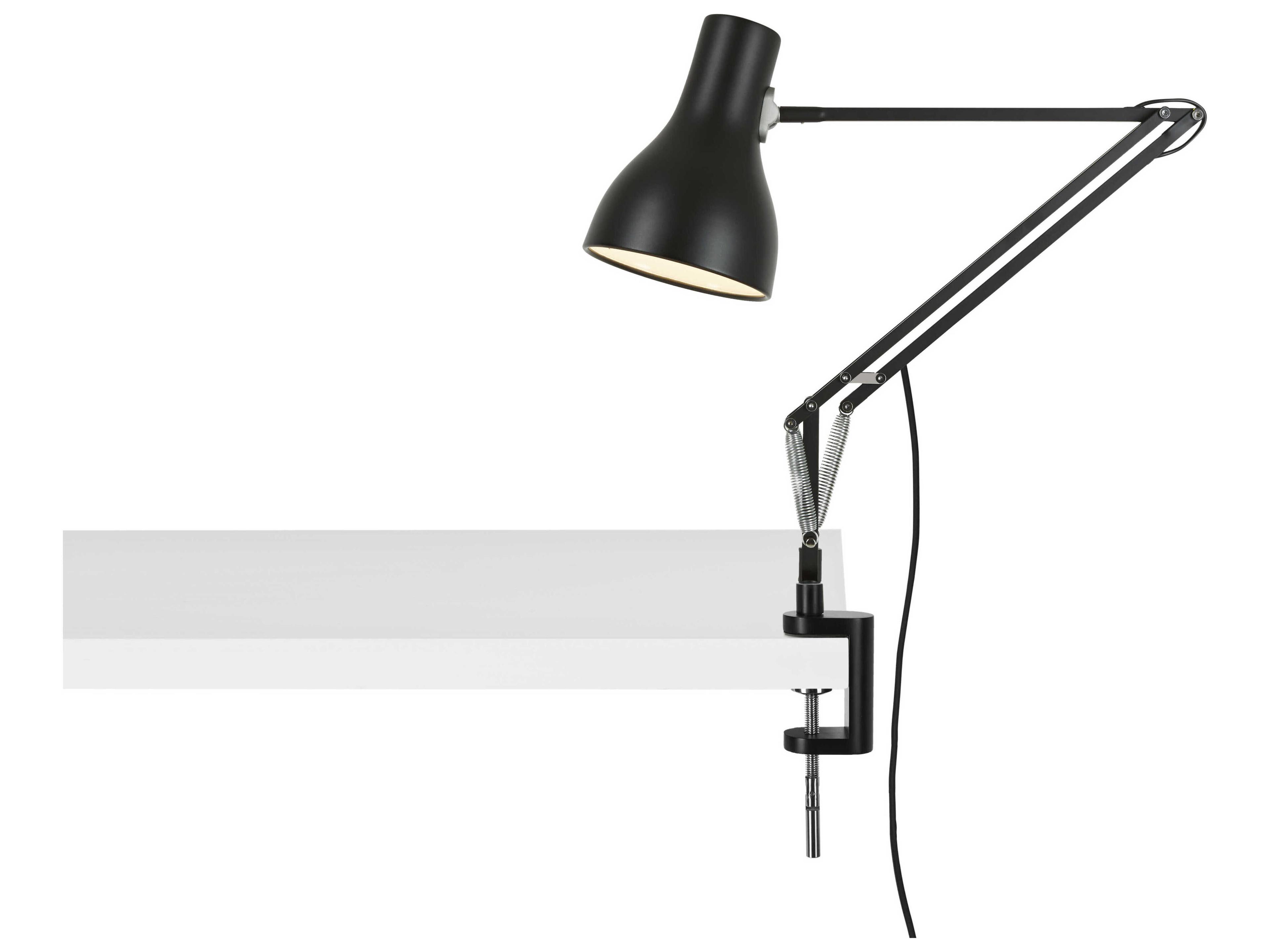 Anglepoise Type-75 Jet Black Desk Lamp with Clamp