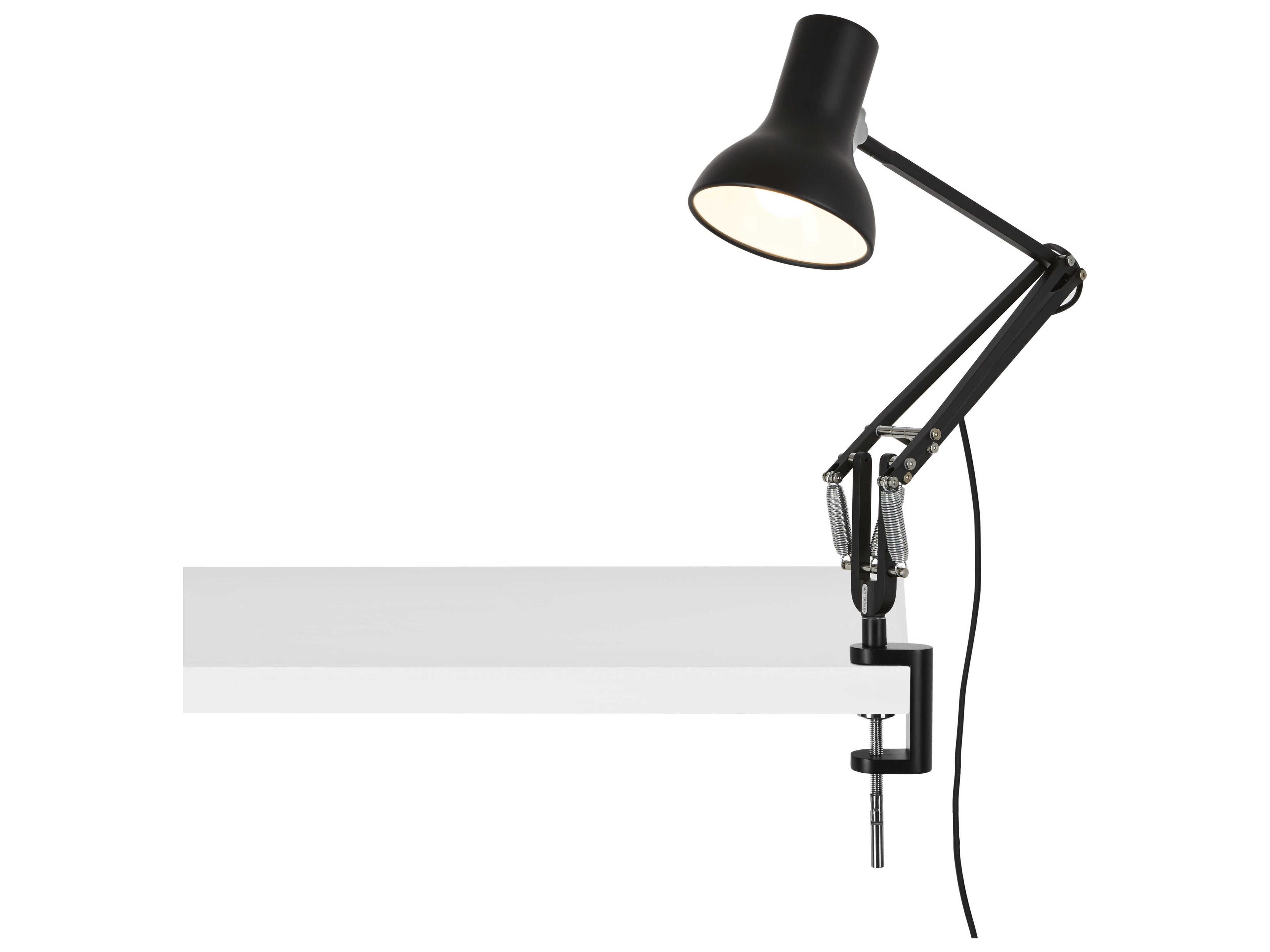 Anglepoise Type-75 Mini Jet Black Desk Lamp with Clamp