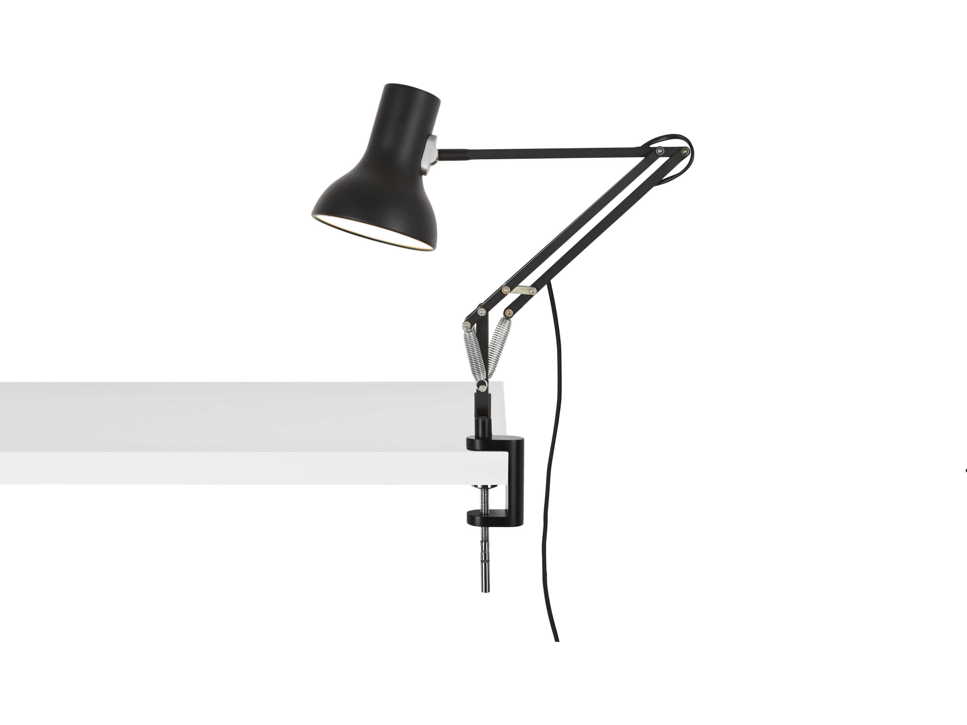 Anglepoise Type-75 Mini Jet Black Desk Lamp with Clamp