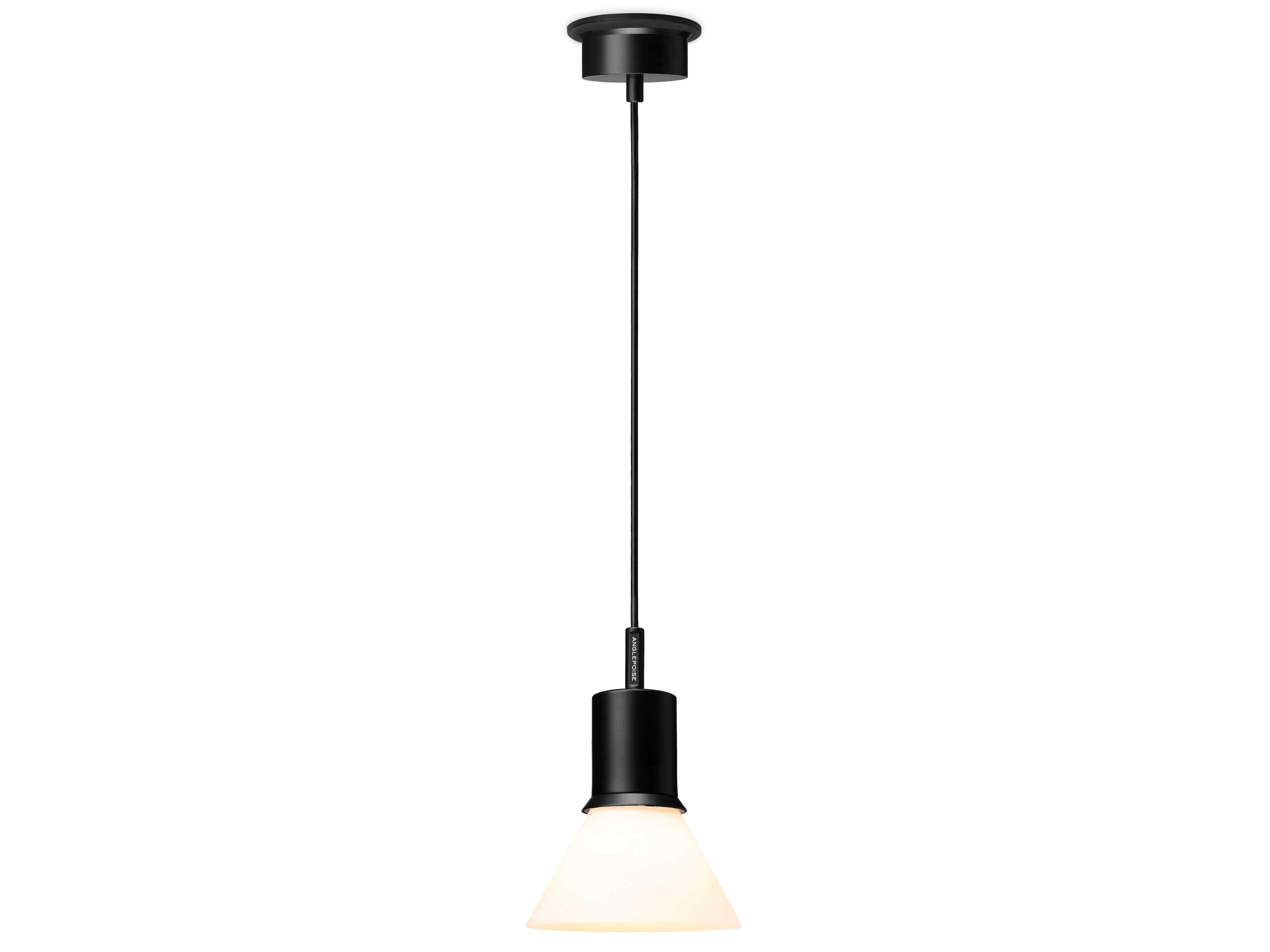 Anglepoise Type-80 1-Light Matte Black Opal Glass Mini Pendant