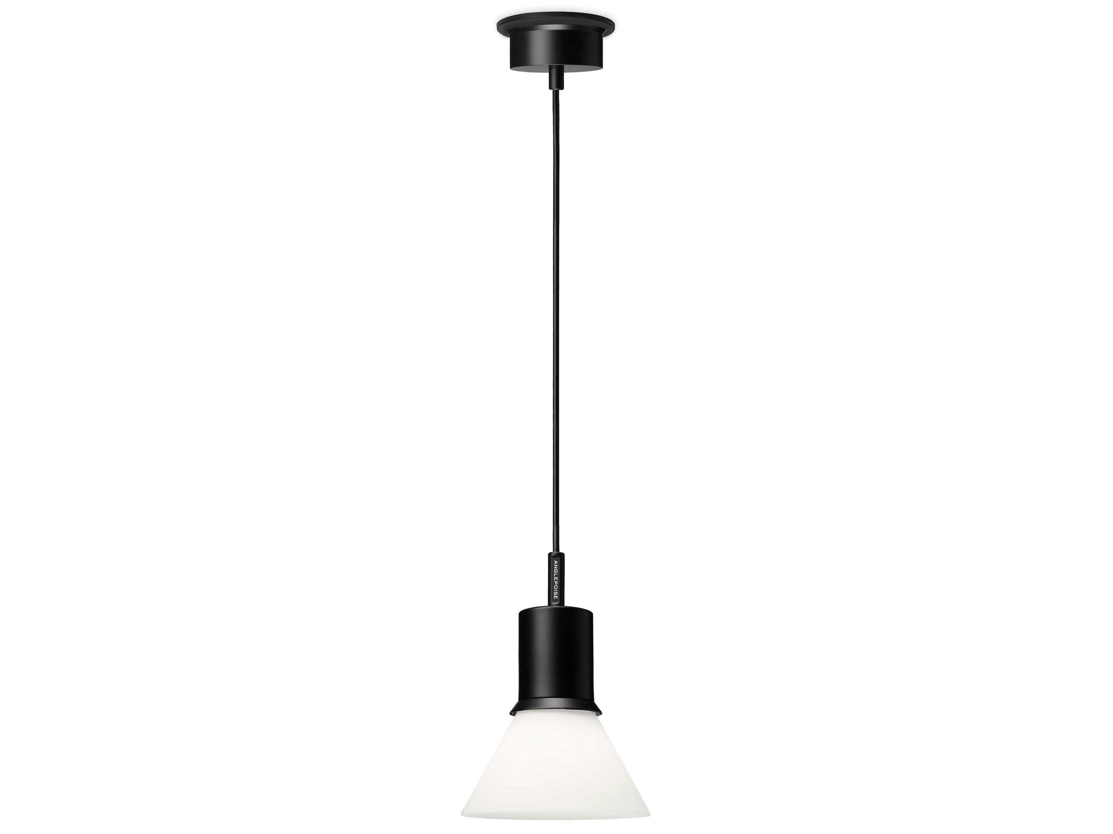 Anglepoise Type-80 1-Light Matte Black Opal Glass Mini Pendant