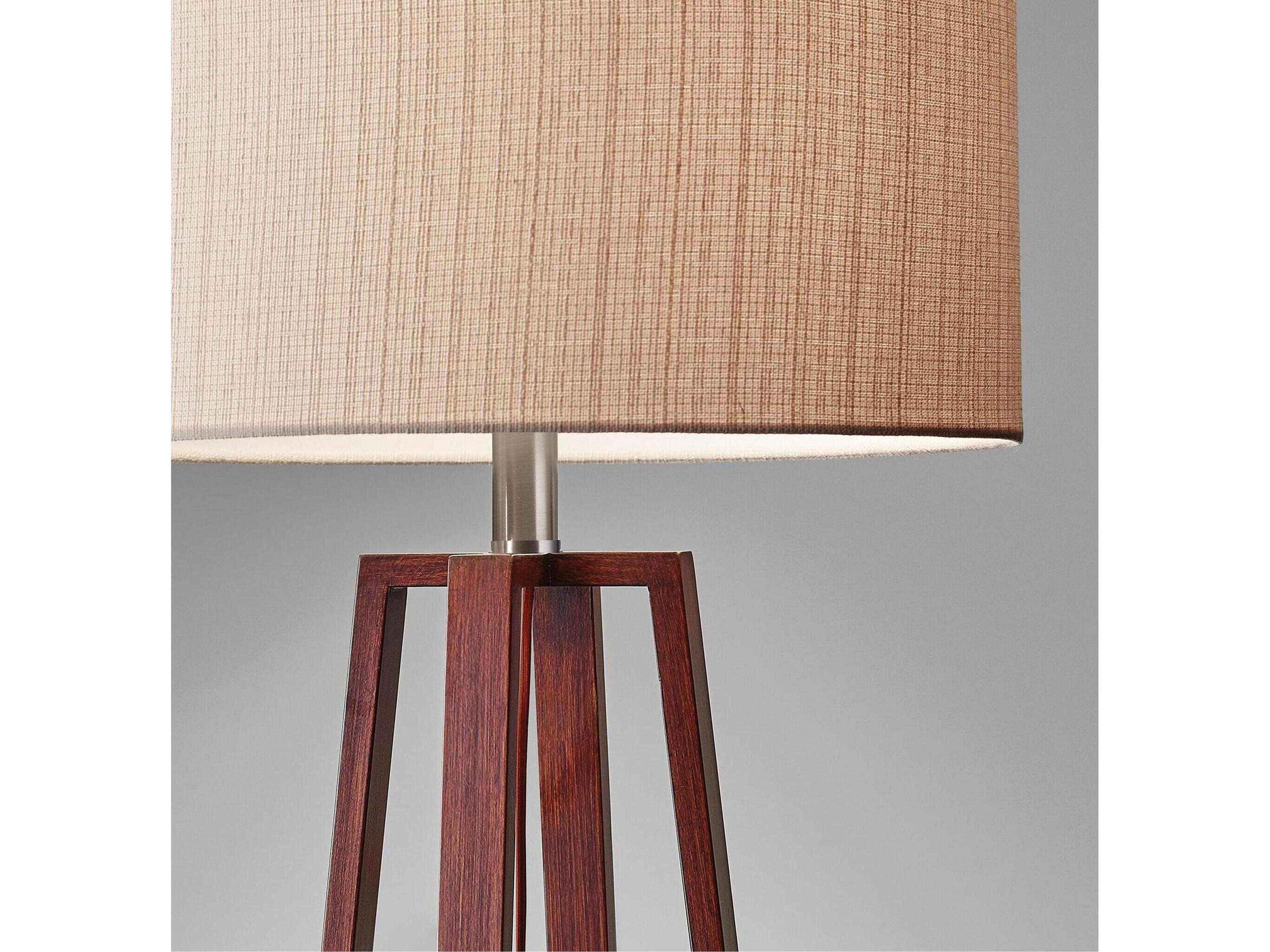 Adesso Quinn Walnut Birch Natural Fiber Linen Brown Table Lamp