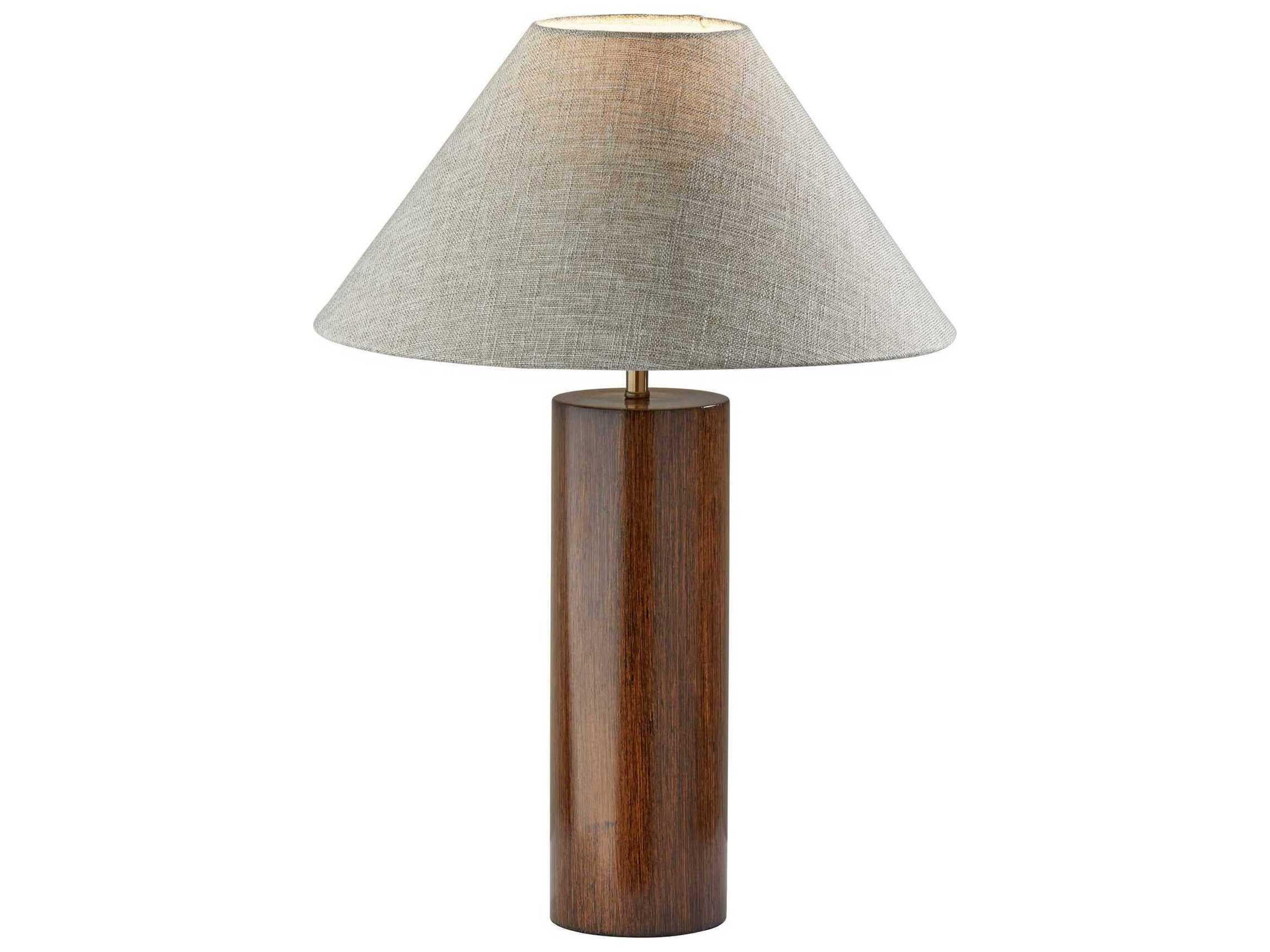 Adesso Martin Walnut Poplar Antique Brass Natural Textured Fabric Brown Buffet Lamp