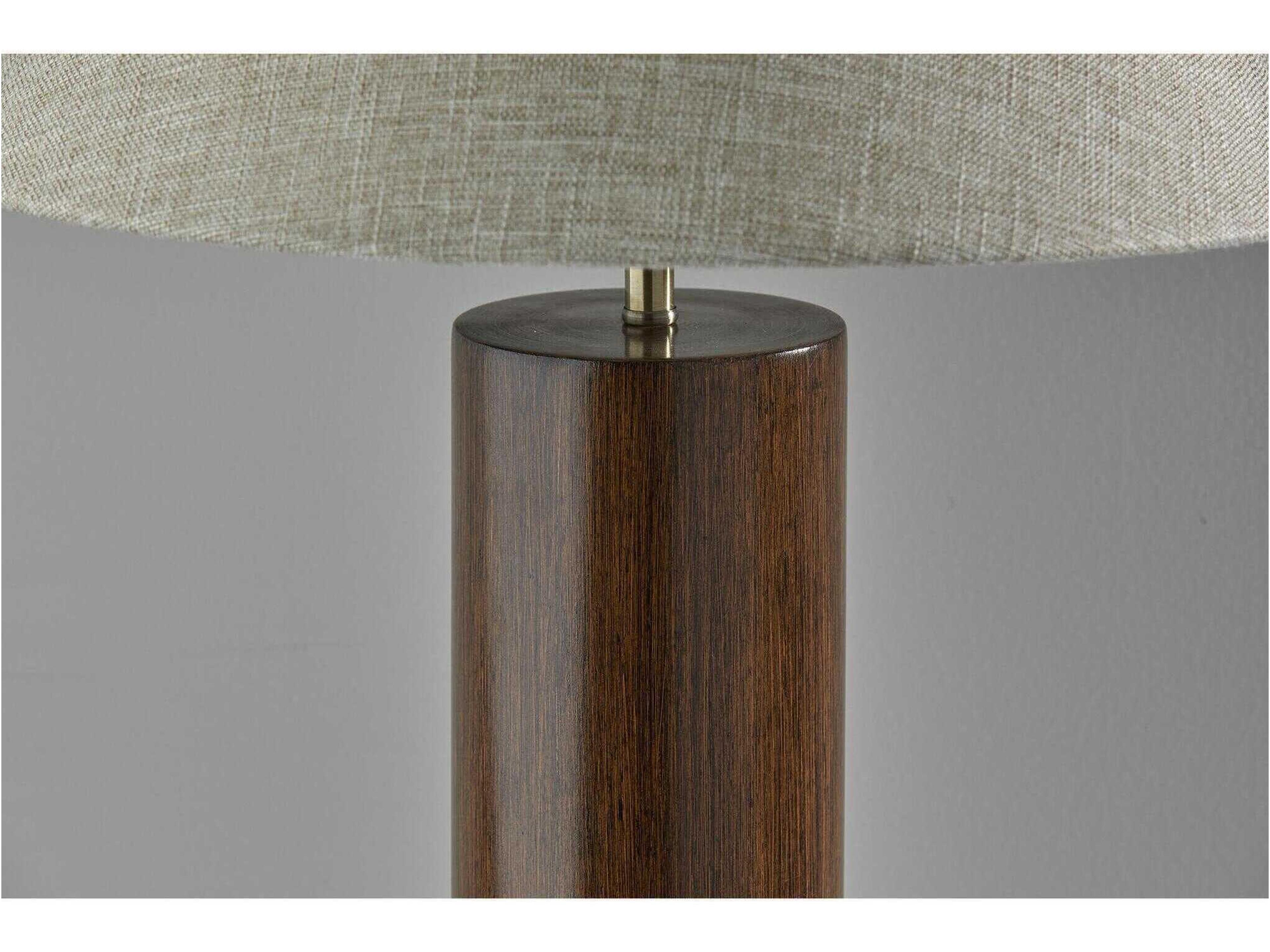 Adesso Martin Walnut Poplar Antique Brass Natural Textured Fabric Brown Buffet Lamp