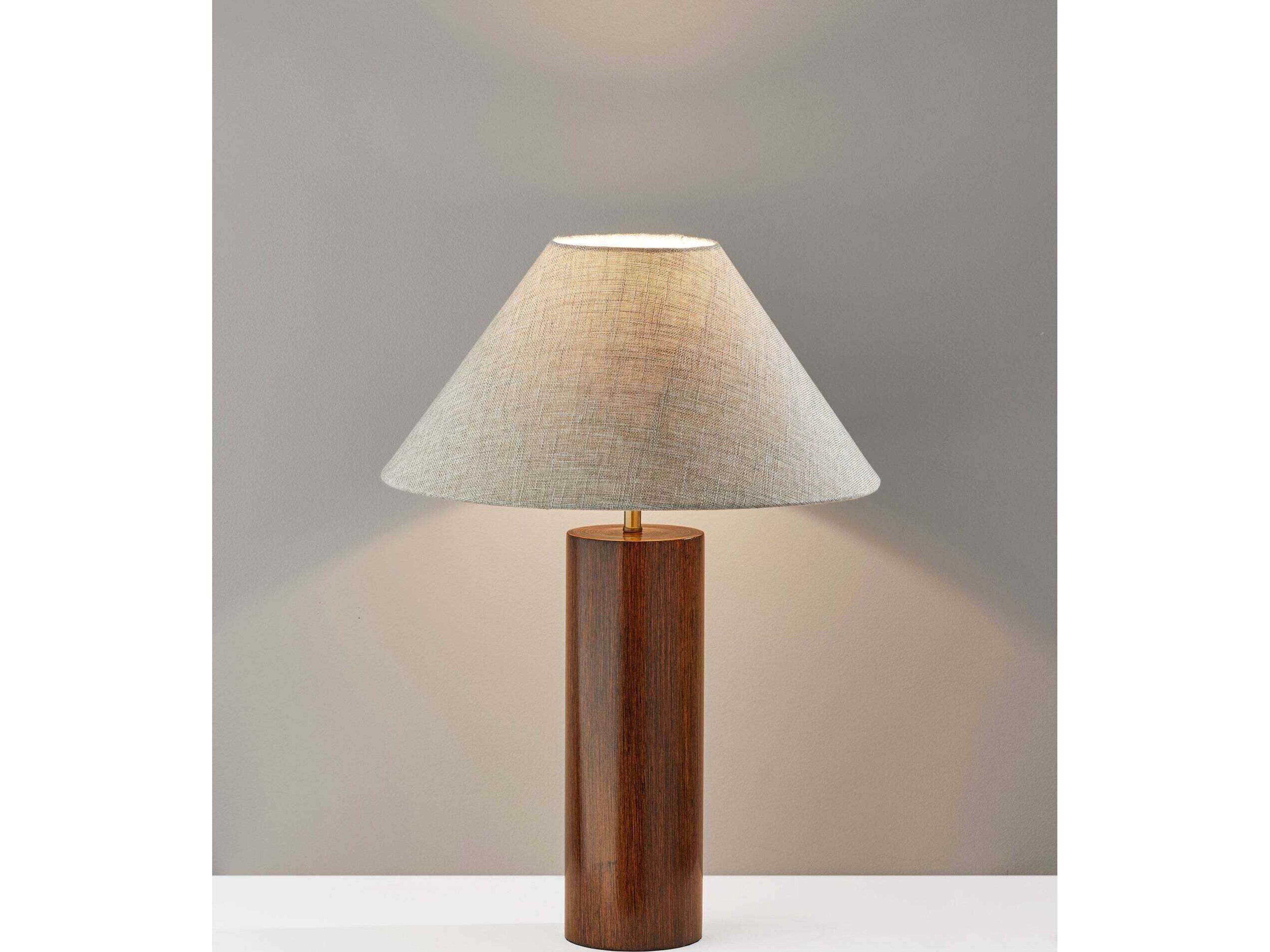 Adesso Martin Walnut Poplar Antique Brass Natural Textured Fabric Brown Buffet Lamp