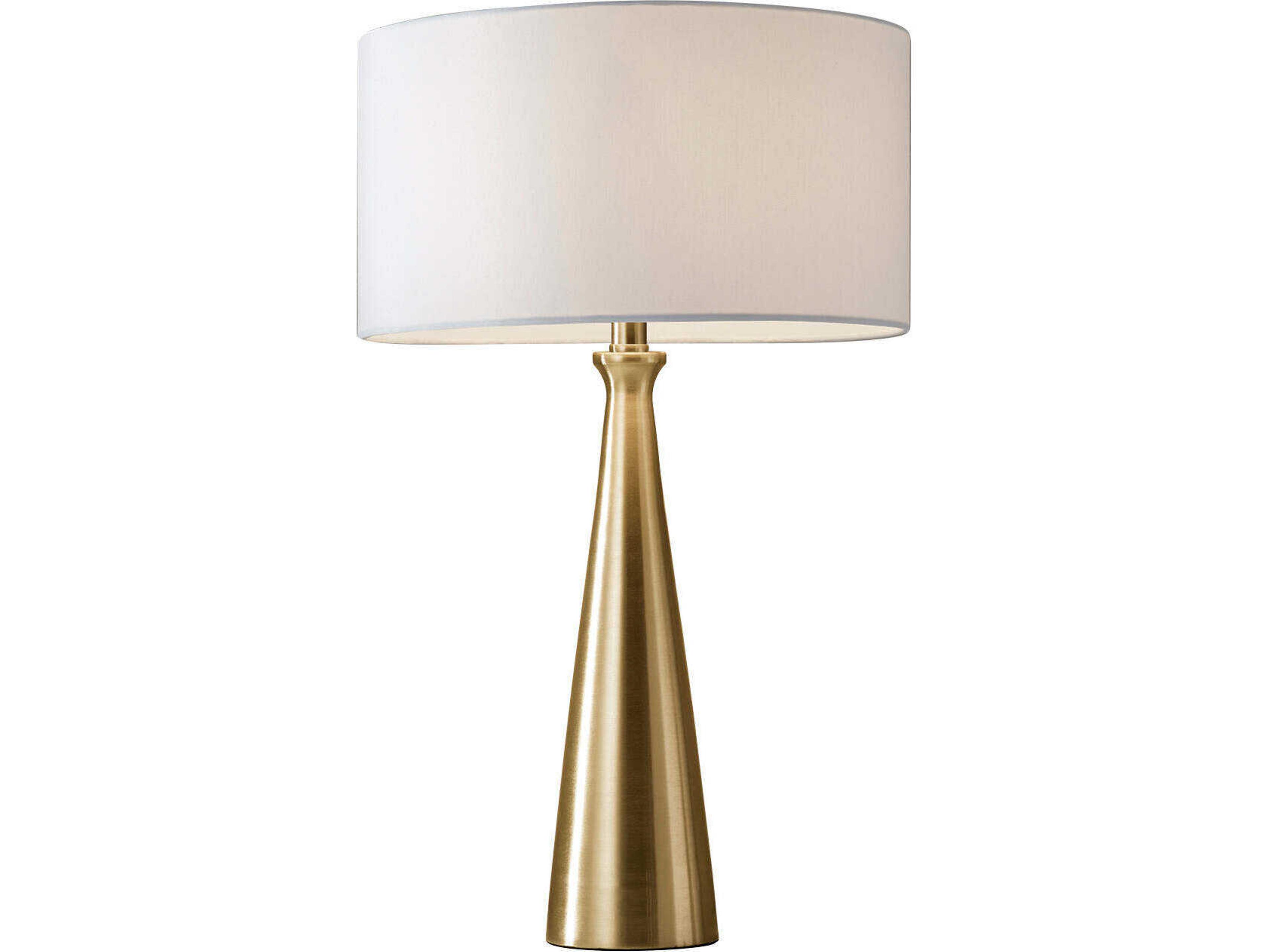 Linda Table Lamp Antique Brass White Linen Shade