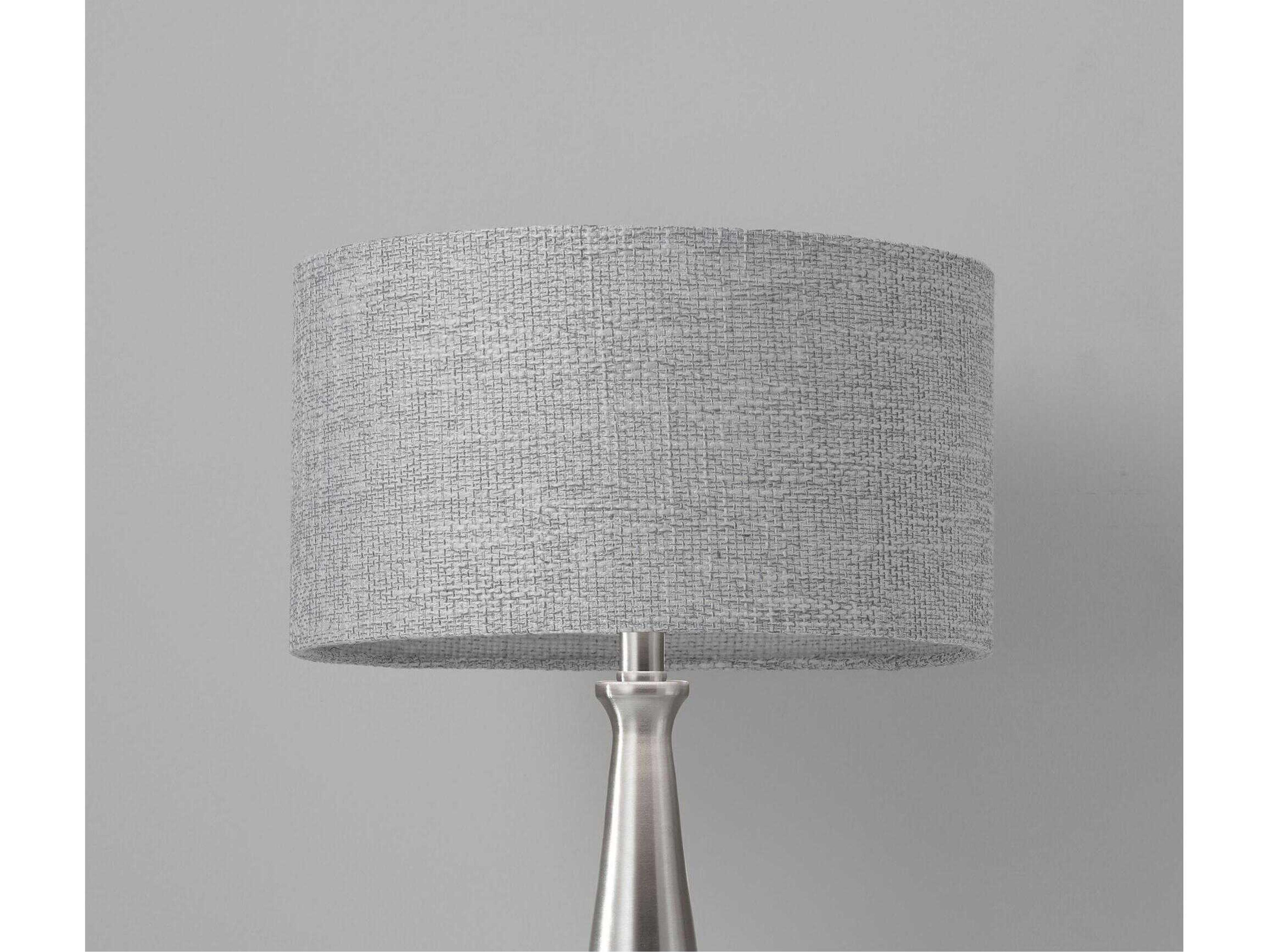 Adesso Linda Brushed Steel Light Grey Textured Fabric Silver Table Lamp