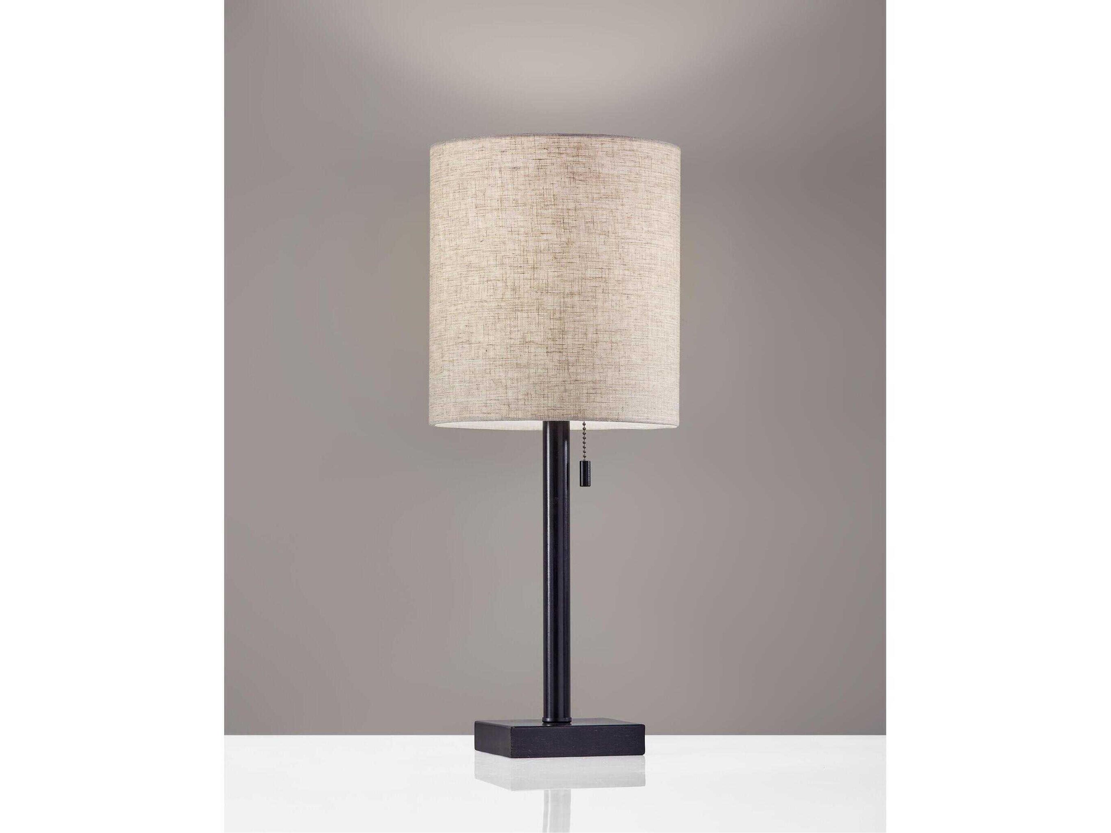 Adesso Liam Dark Bronze Natural Textured Fabric Table Lamp