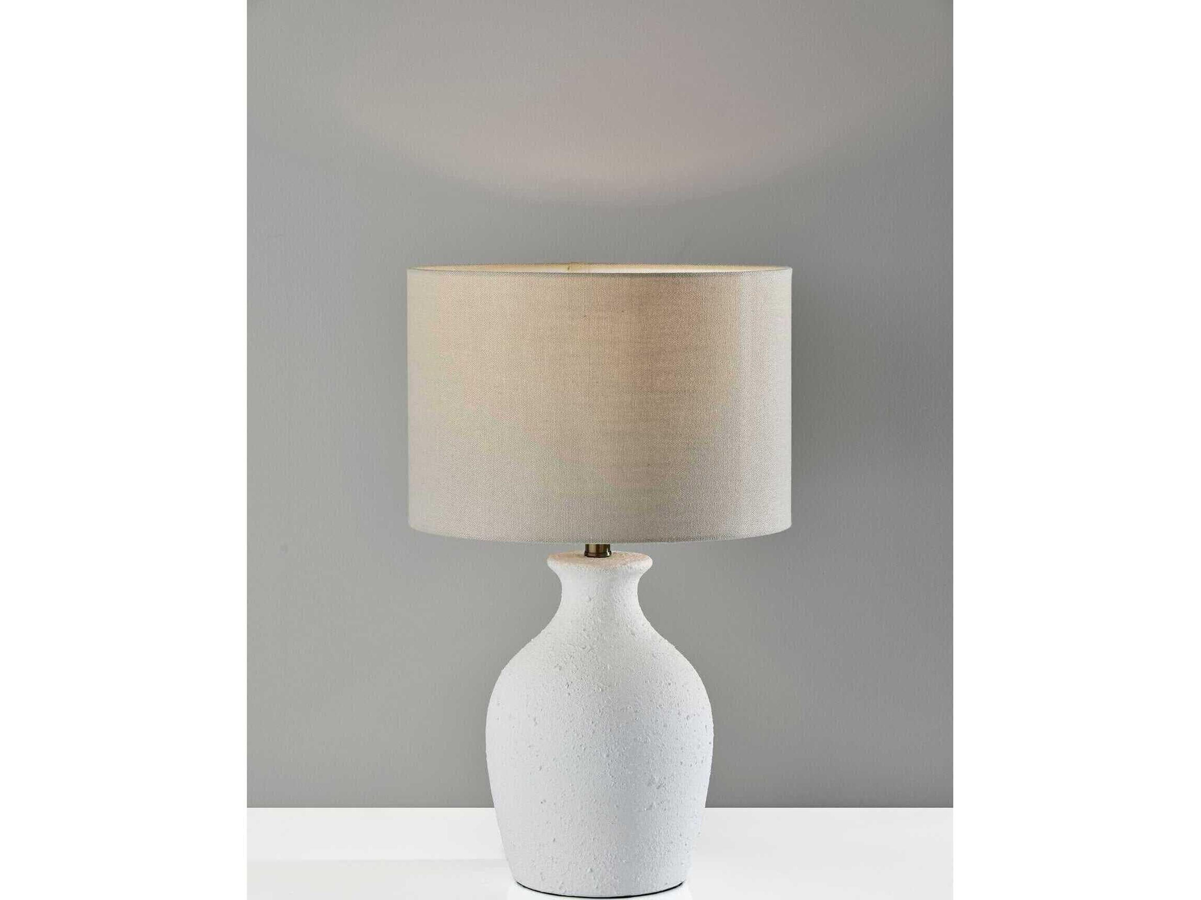 Adesso Margot White Textured Light Beige Fabric Buffet Lamp