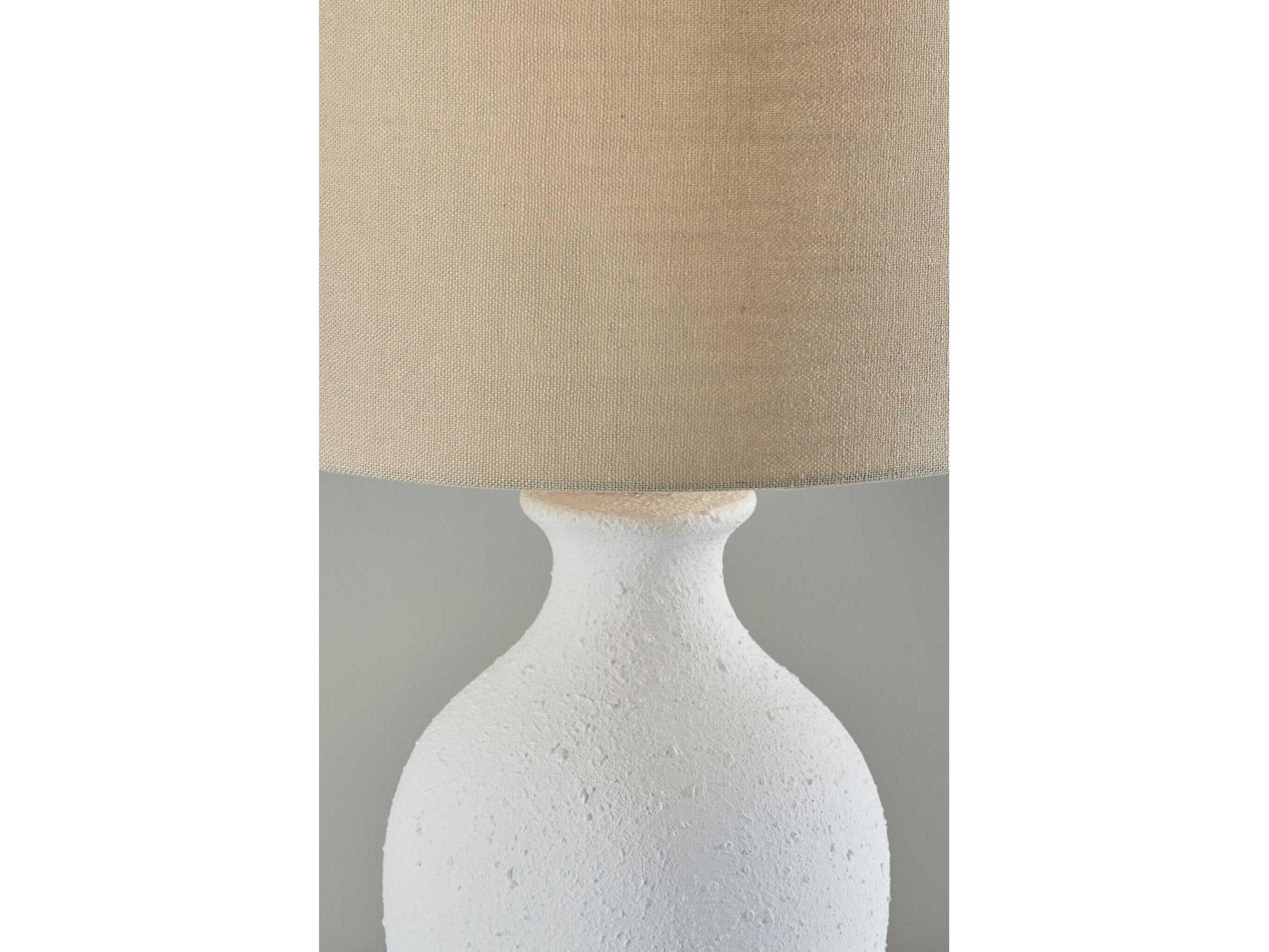 Adesso Margot White Textured Light Beige Fabric Buffet Lamp