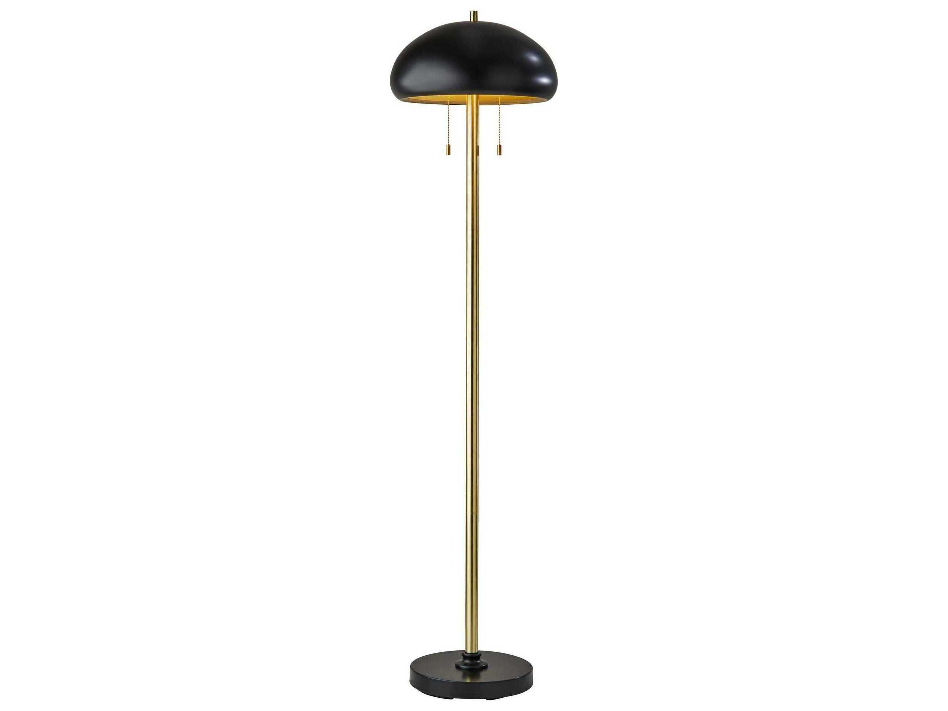Adesso Cap Black Antique Brass Metal Floor Lamp