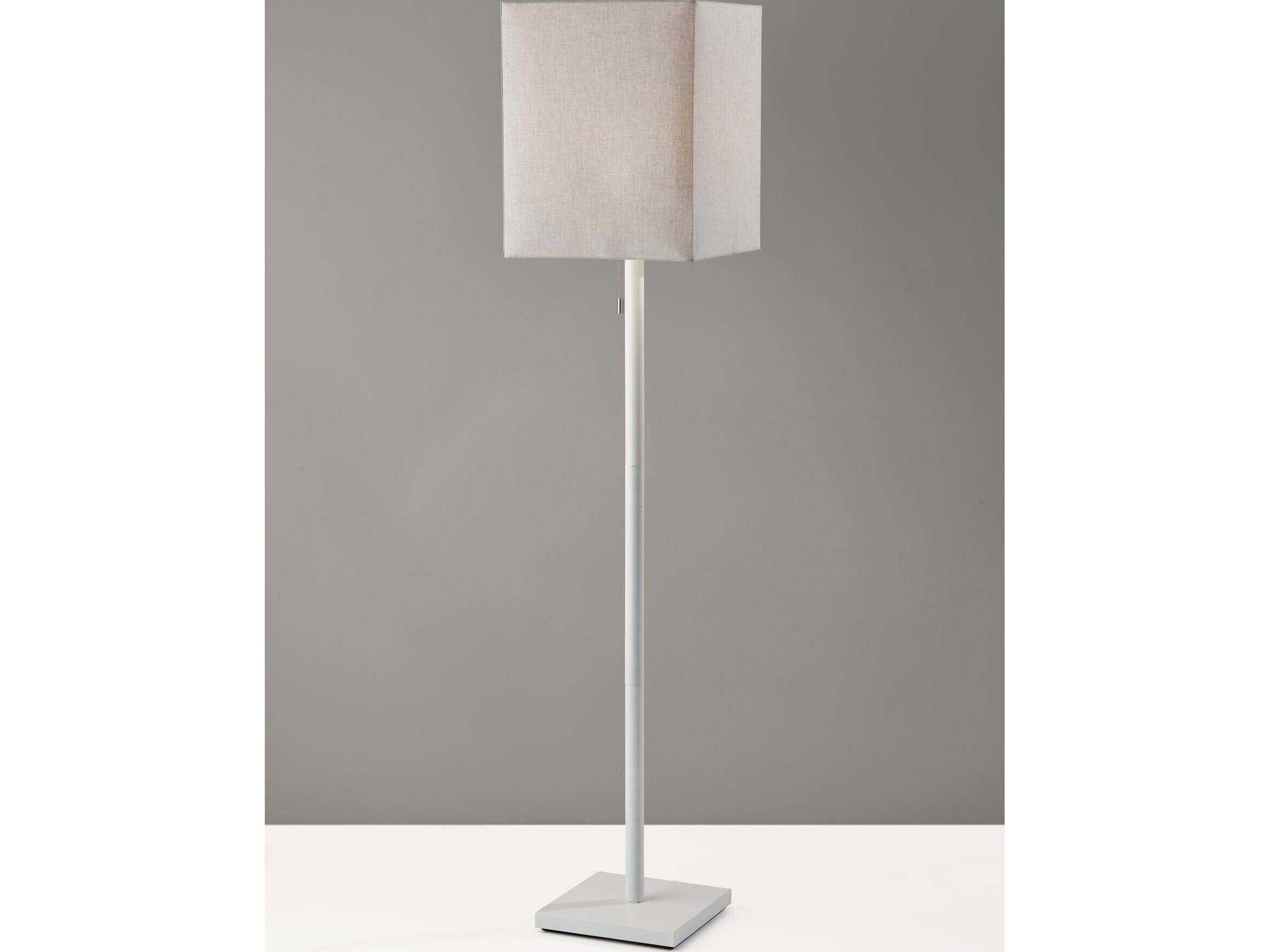 Adesso Estelle Matte White Taupe Fabric Floor Lamp