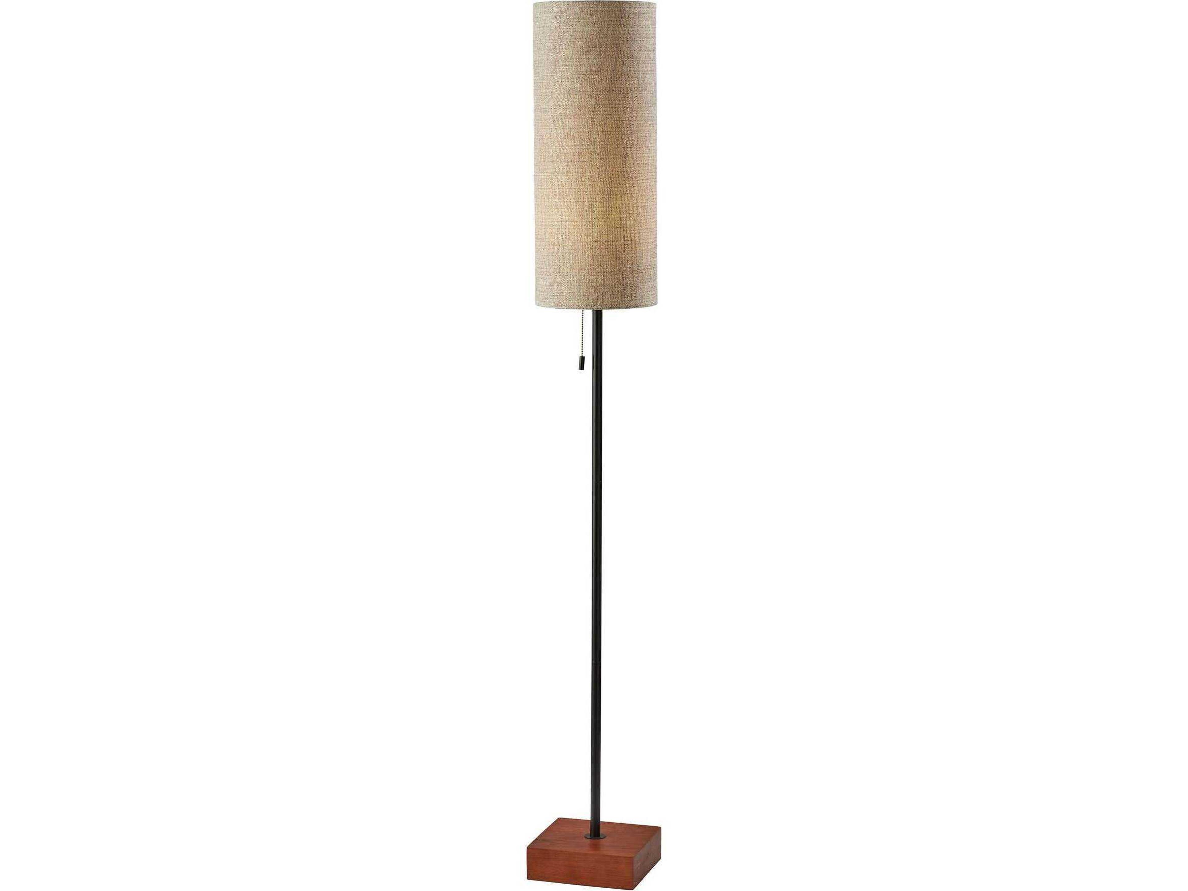 Trudy Floor Lamp Walnut Base Beige Fabric Shade