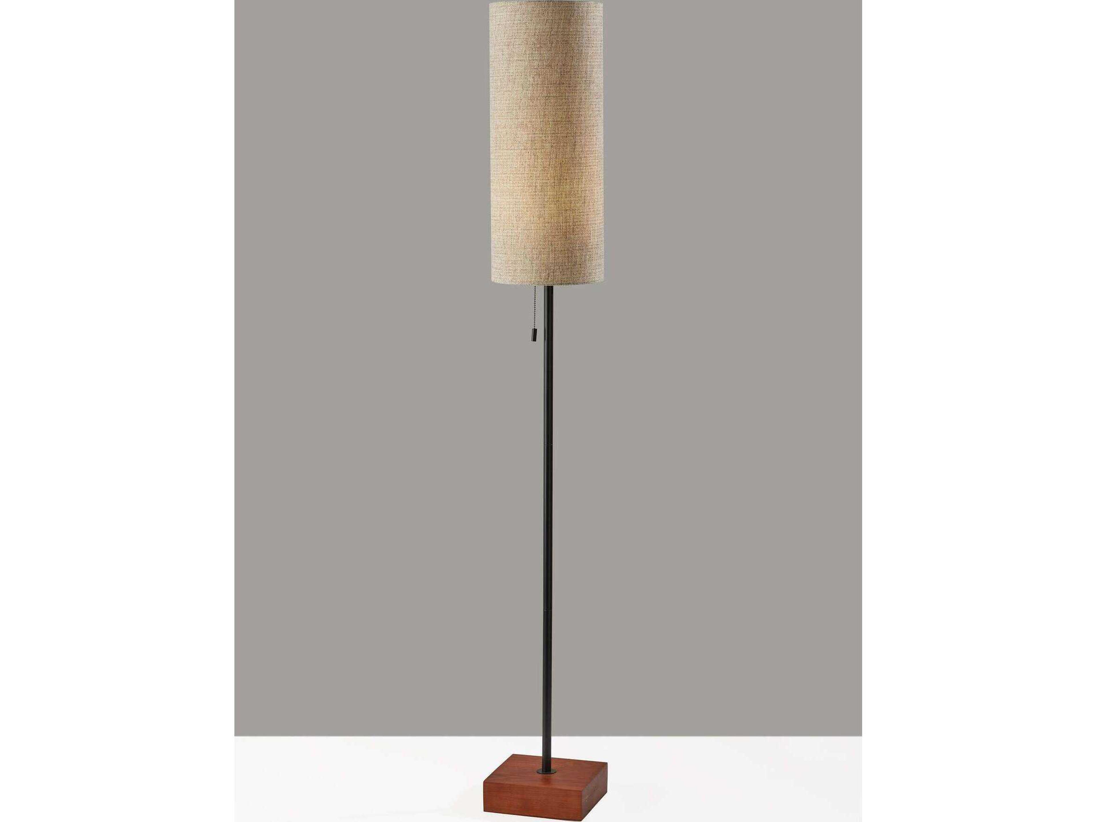Adesso Trudy Black Beige Brown Textured Fabric Floor Lamp