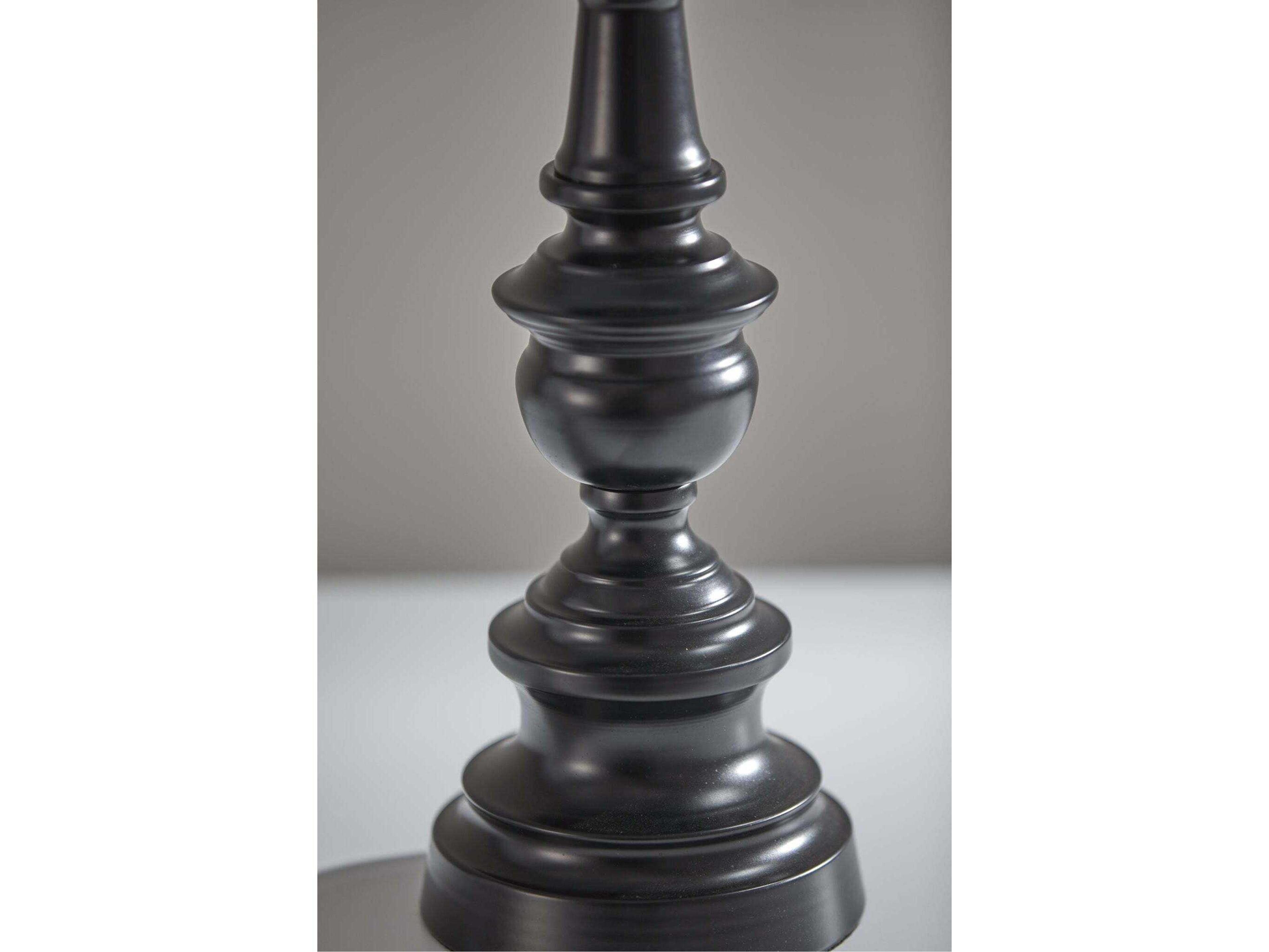 Adesso Chandler Dark Bronze Herringbone Fabric 3 Piece Floor and Table Lamp Set