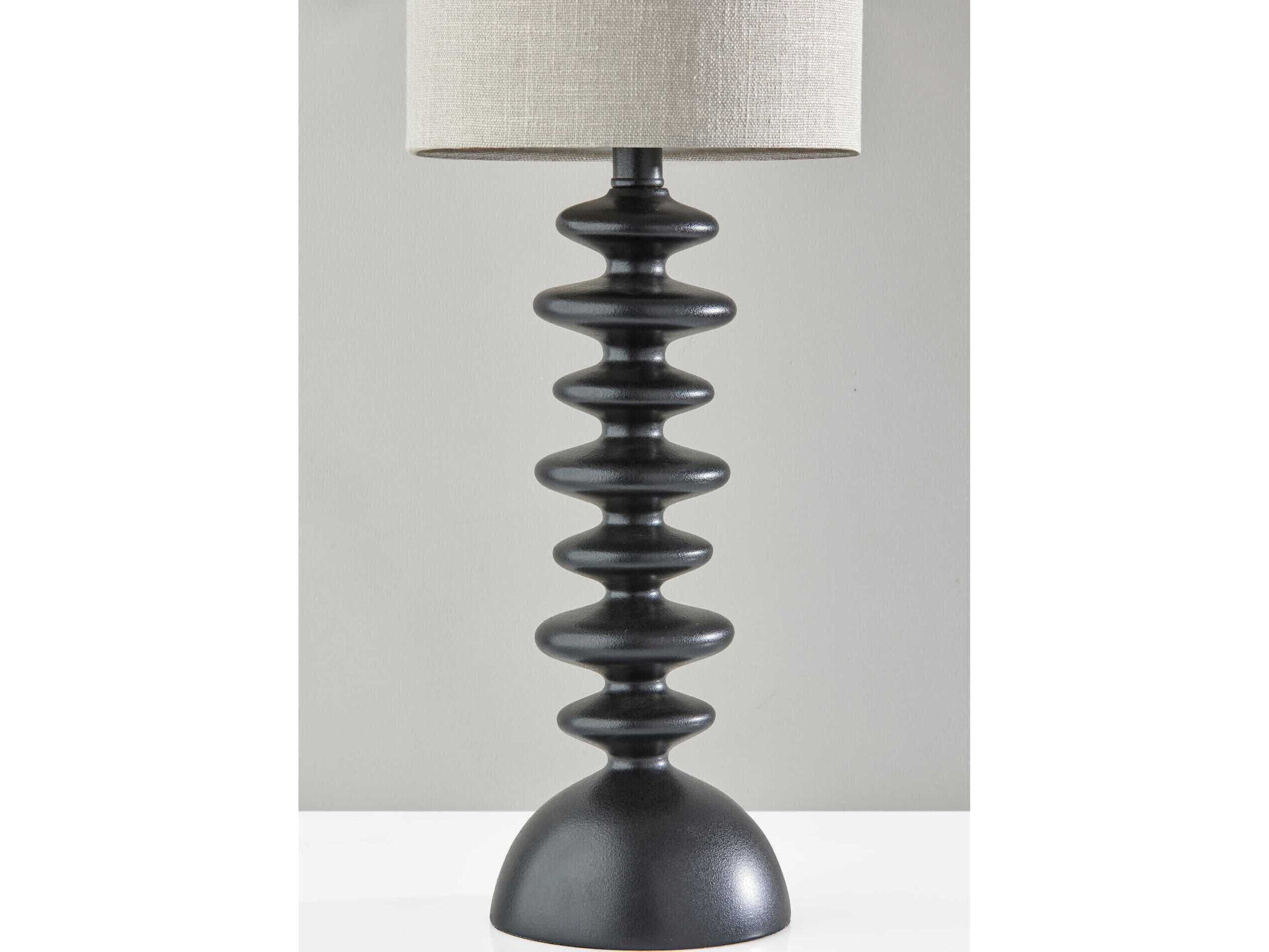 Adesso Beatrice Matte Black Polyresin Taupe Textured Fabric Buffet Lamp