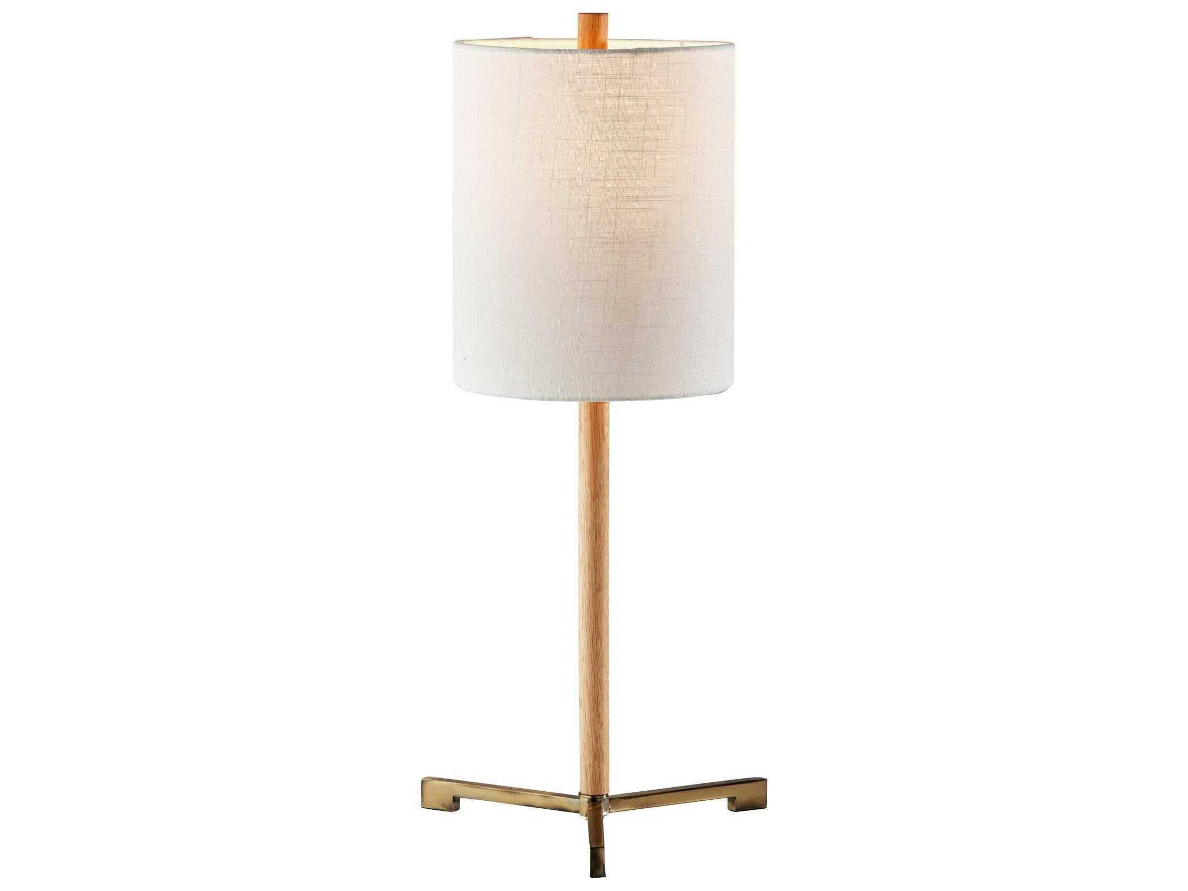 Maddox Table Lamp Natural Wood and Antique Brass