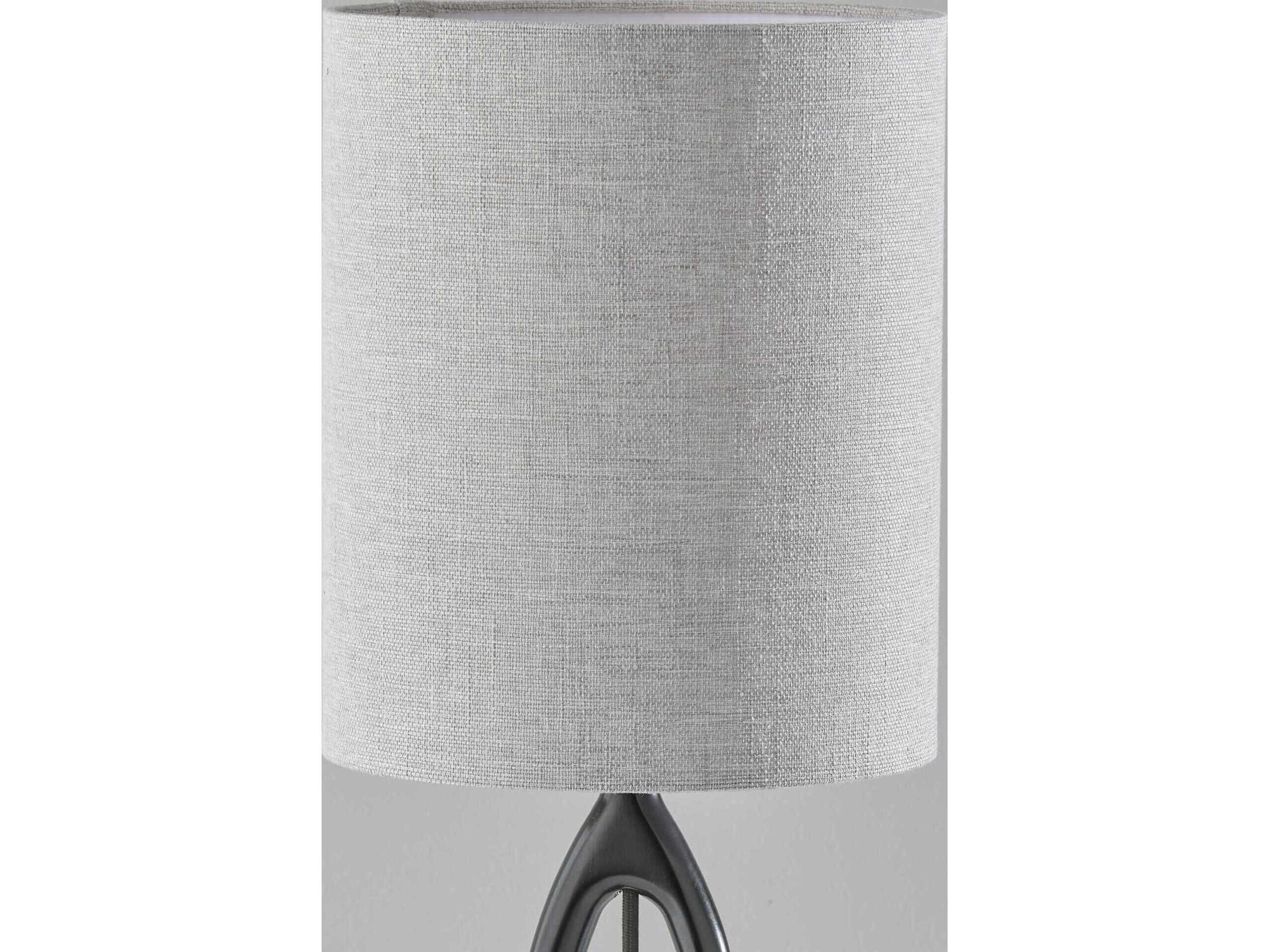 Adesso Mayfair Brown Light Textured Grey Fabric Black Buffet Lamp
