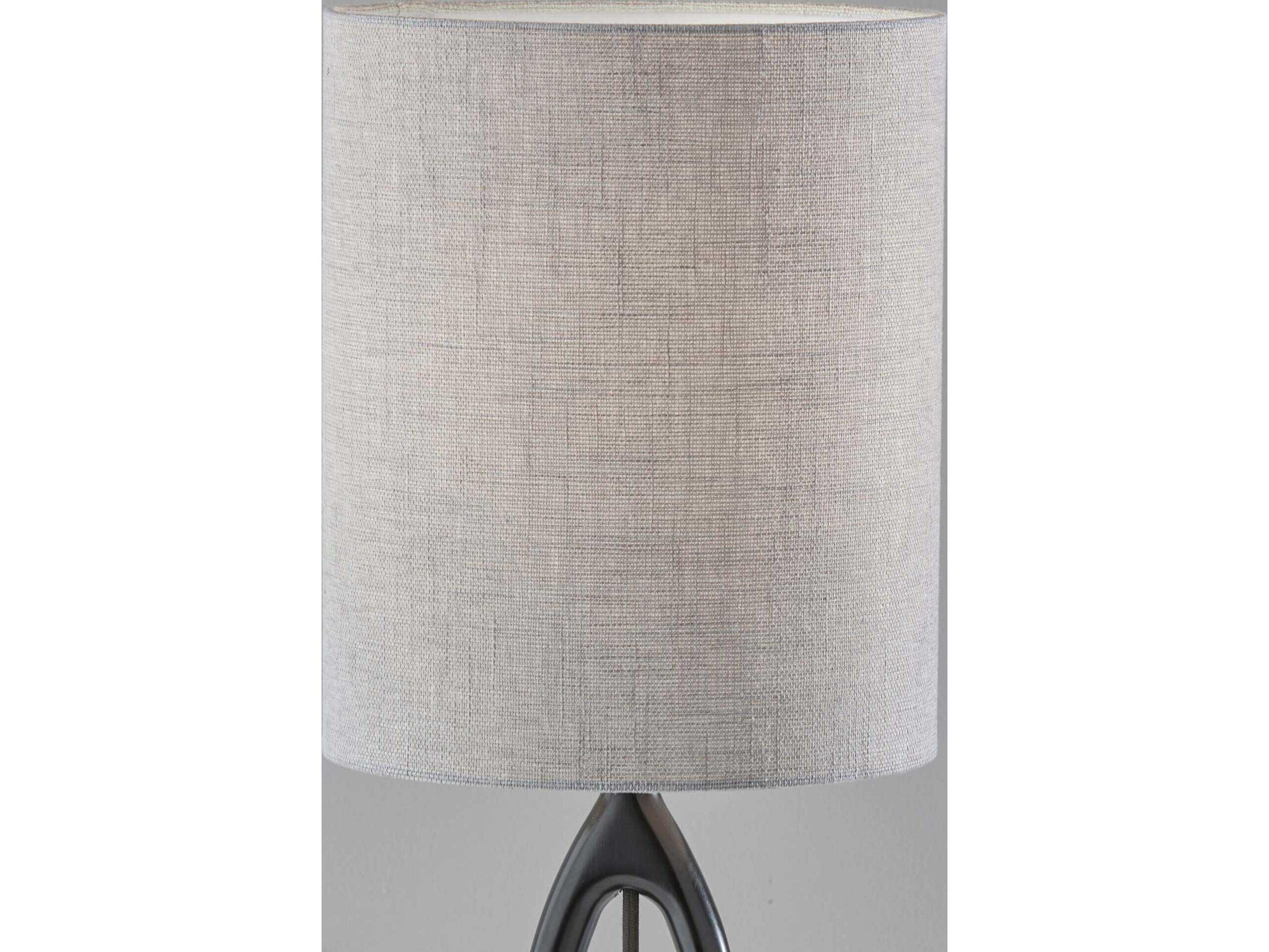 Adesso Mayfair Brown Light Textured Grey Fabric Black Buffet Lamp