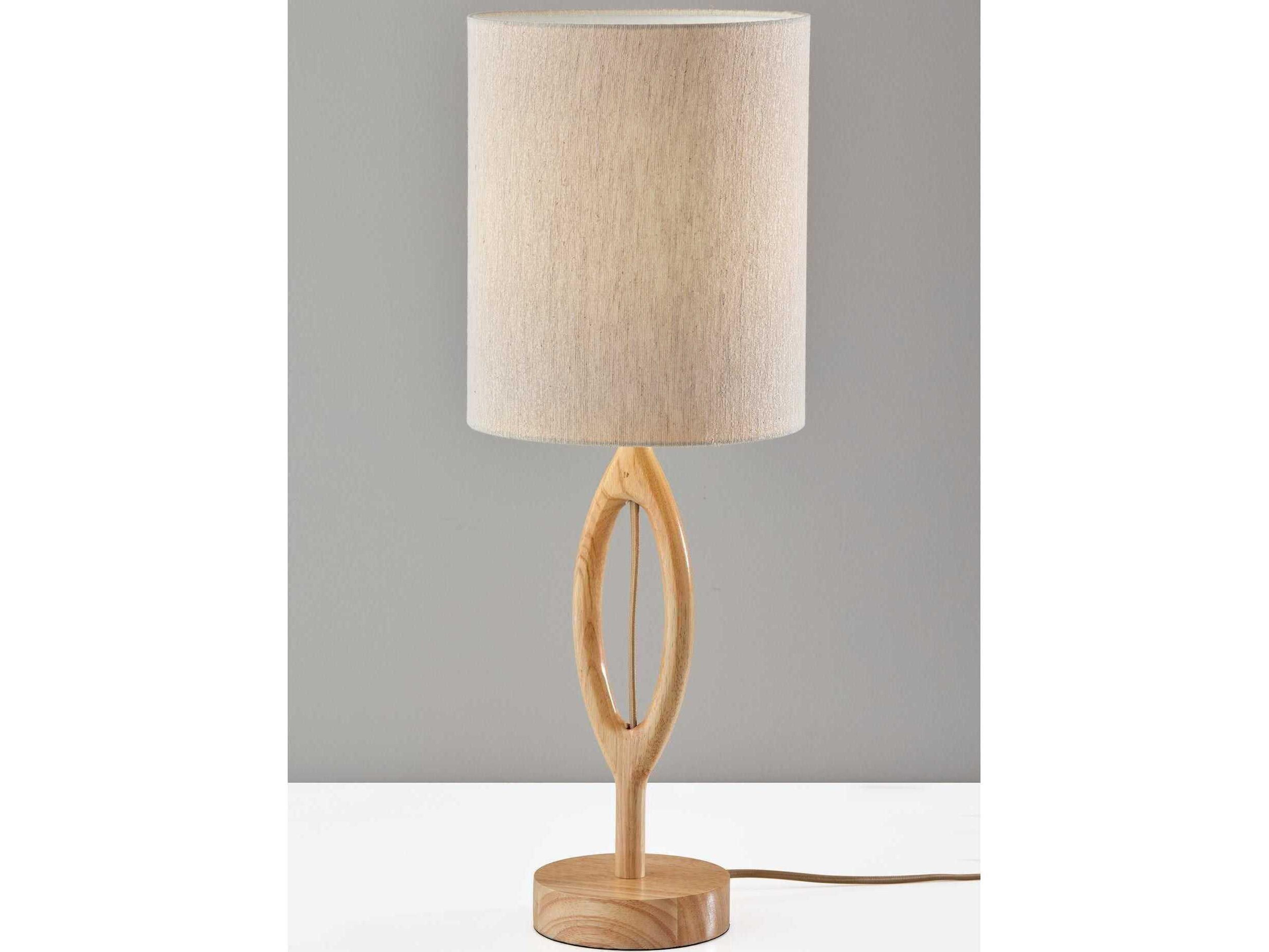 Adesso Mayfair Natural Light Textured Beige Fabric Brown Buffet Lamp