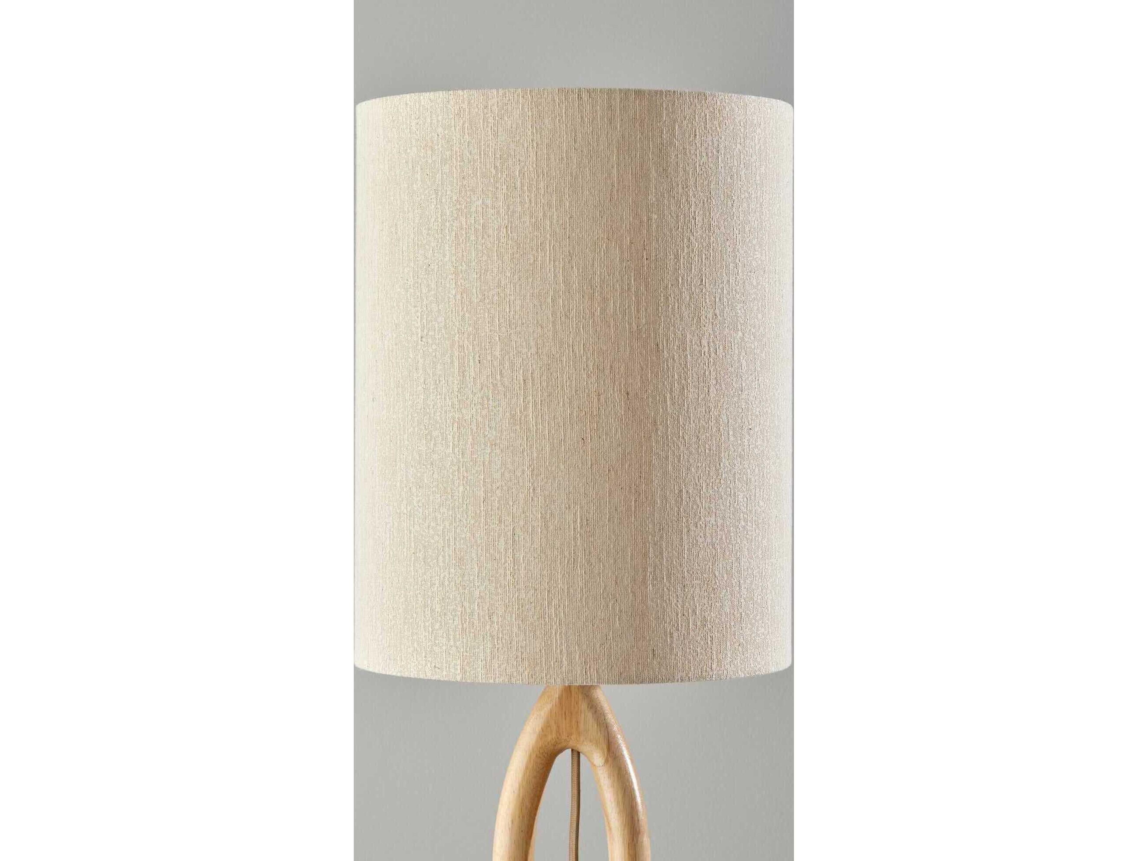 Adesso Mayfair Beige Light Textured Fabric Brown Floor Lamp