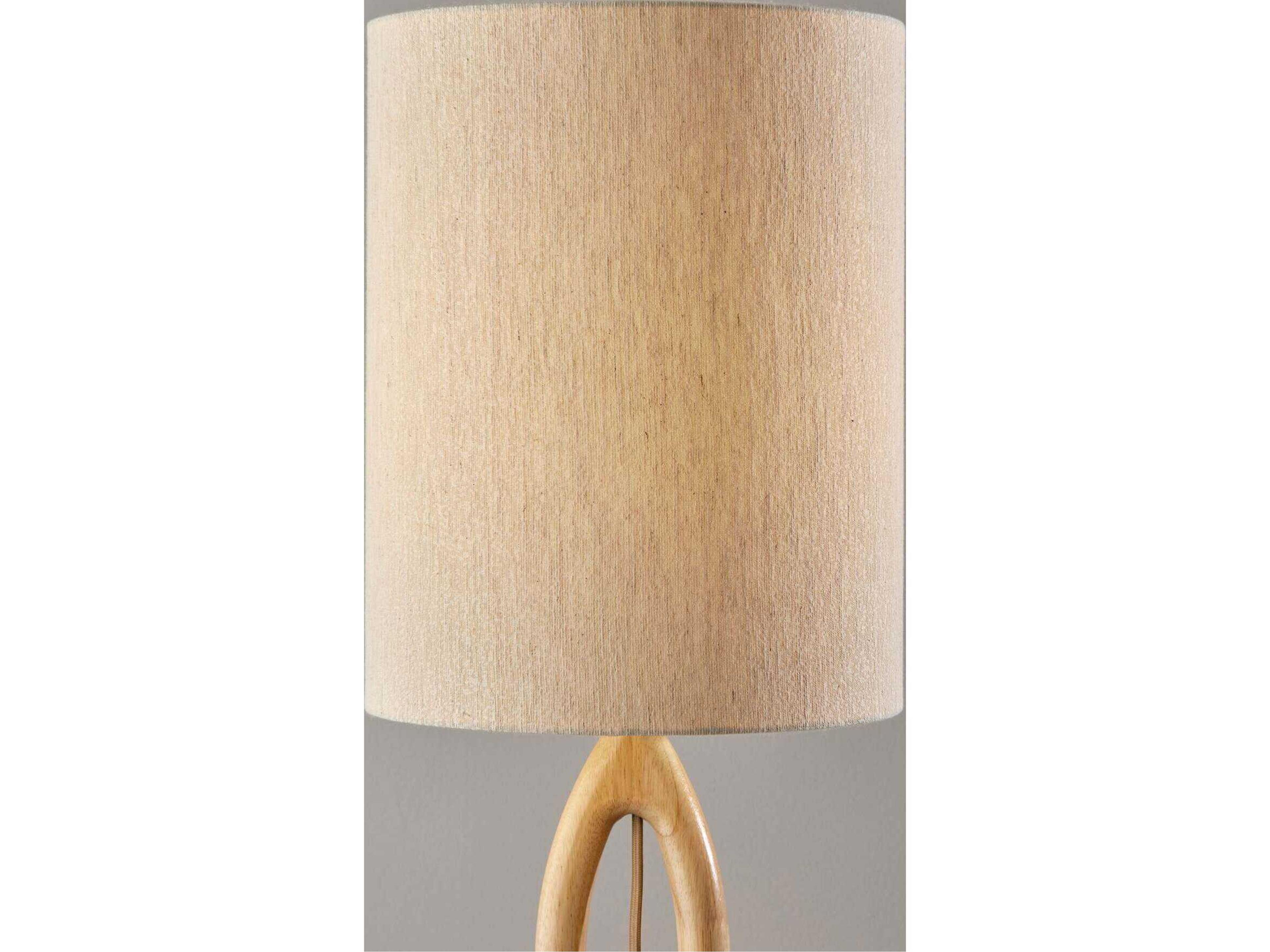 Adesso Mayfair Beige Light Textured Fabric Brown Floor Lamp