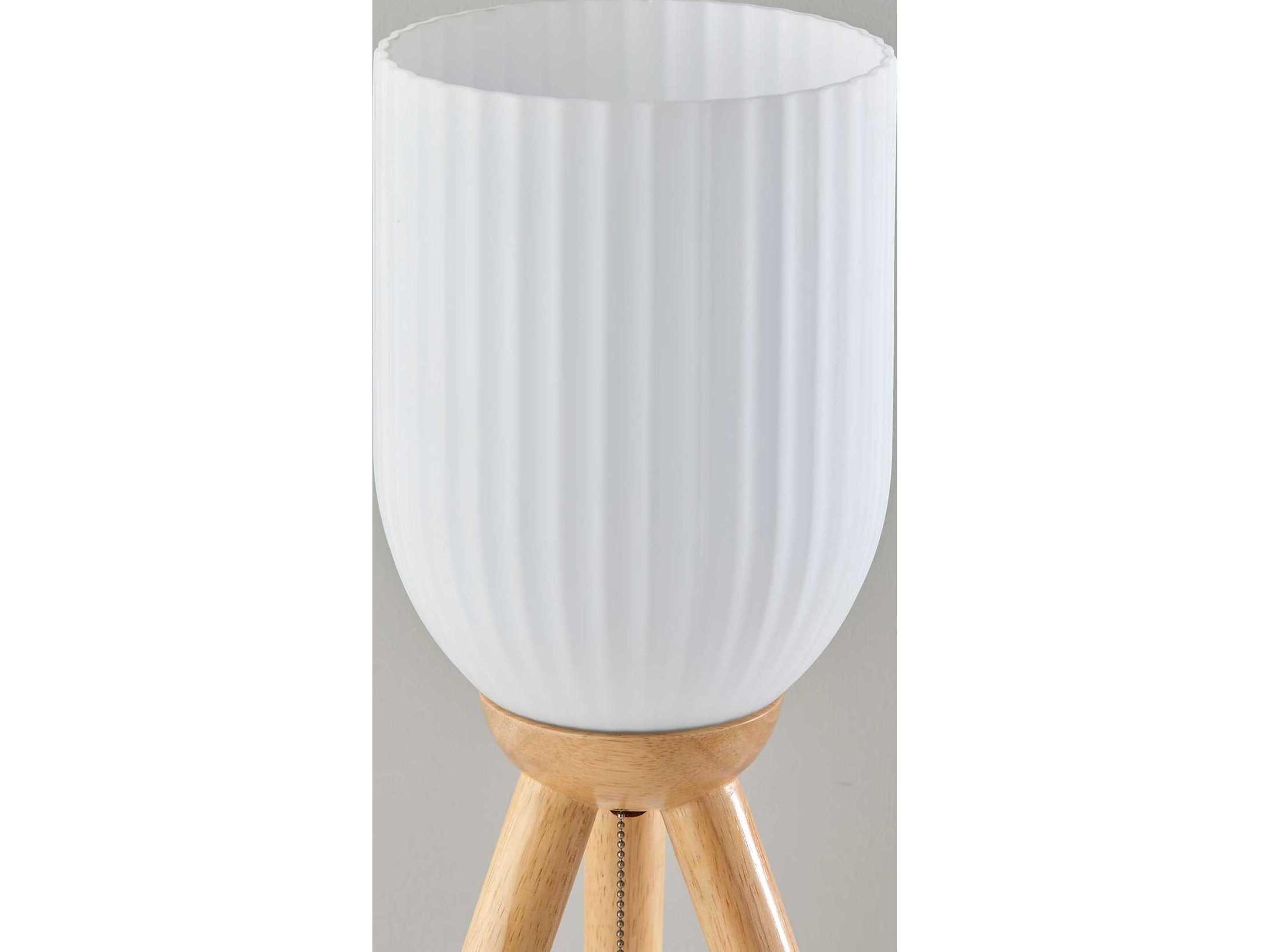Adesso Kinsley Beige Frosted Ribbed Glass Brown Table Lamp