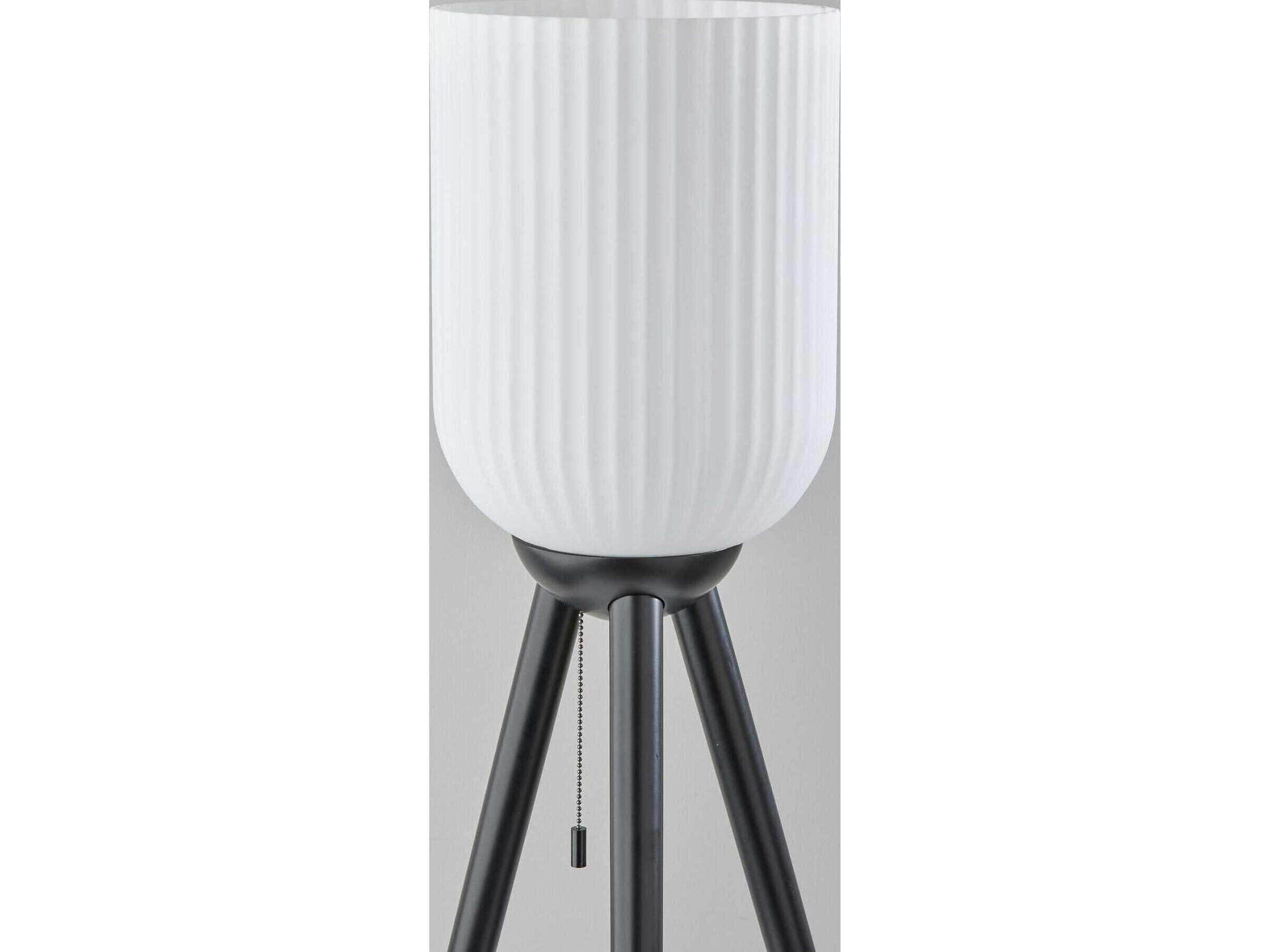 Adesso Kinsley Black Frosted Ribbed Glass Floor Lamp