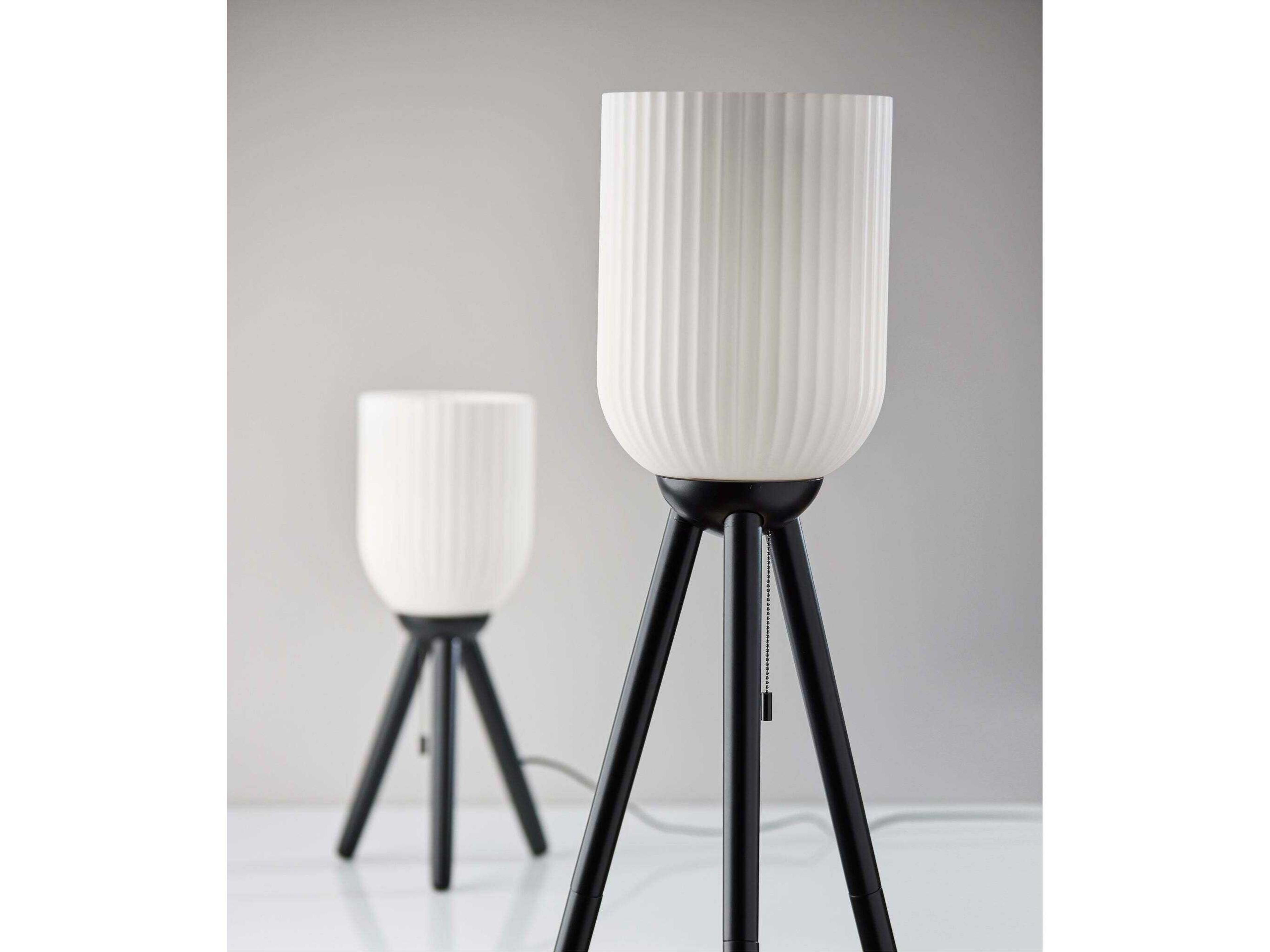 Adesso Kinsley Black Frosted Ribbed Glass Floor Lamp