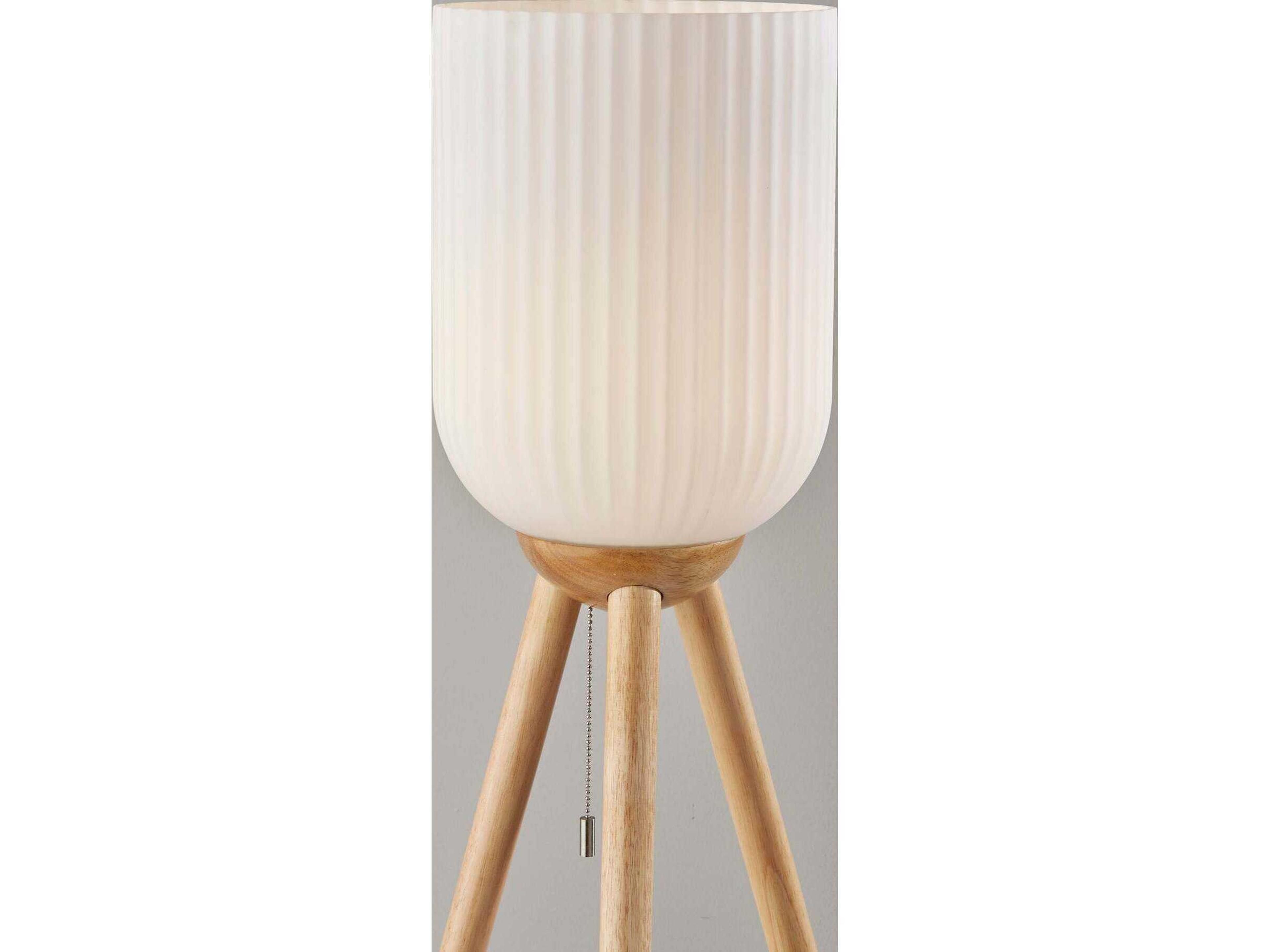 Adesso Kinsley Beige Frosted Ribbed Glass Brown Floor Lamp