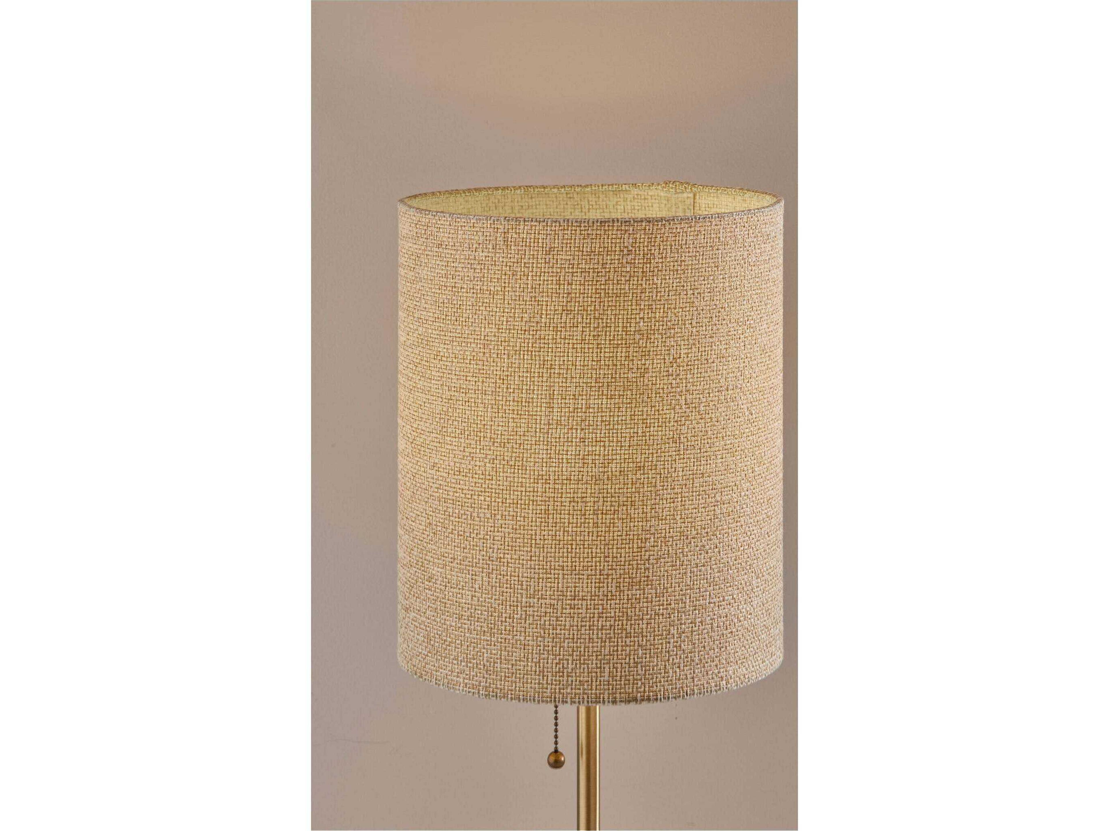 Adesso Tucker Antique Brass Beige Woven Fabric Buffet Lamp
