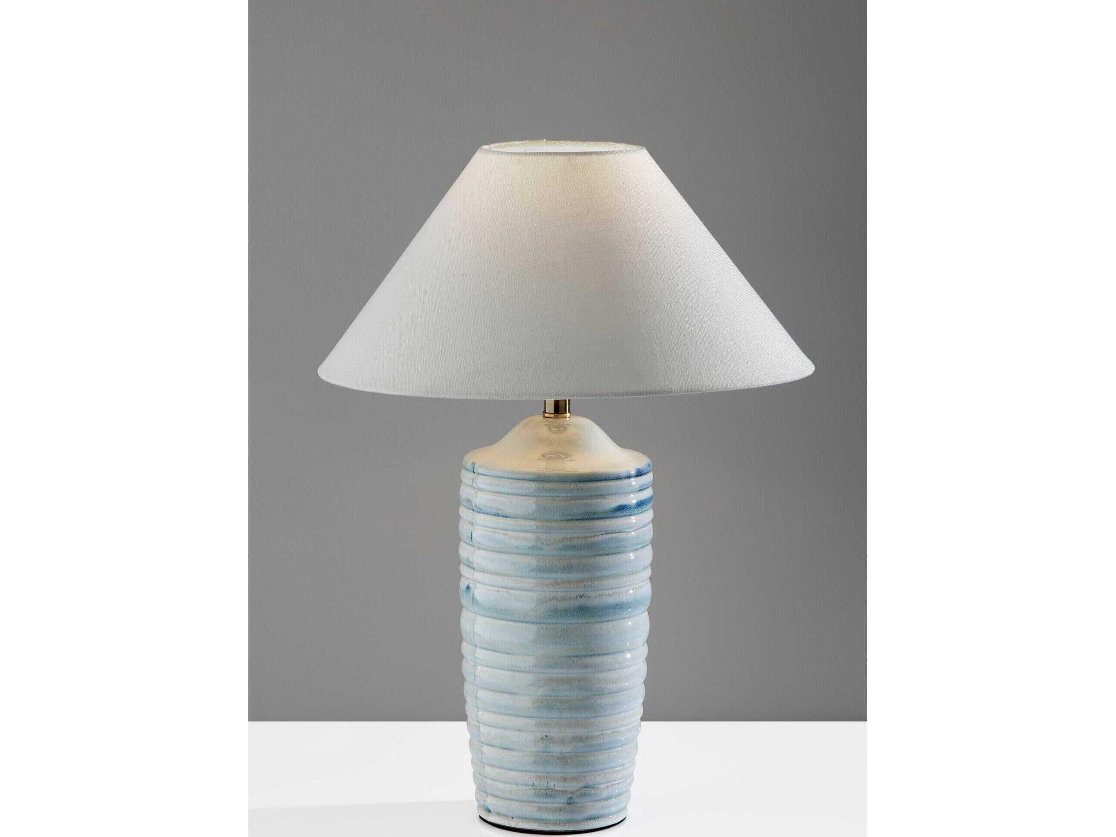 Adesso Catalina Light Blue Ribbed Buffet Lamp