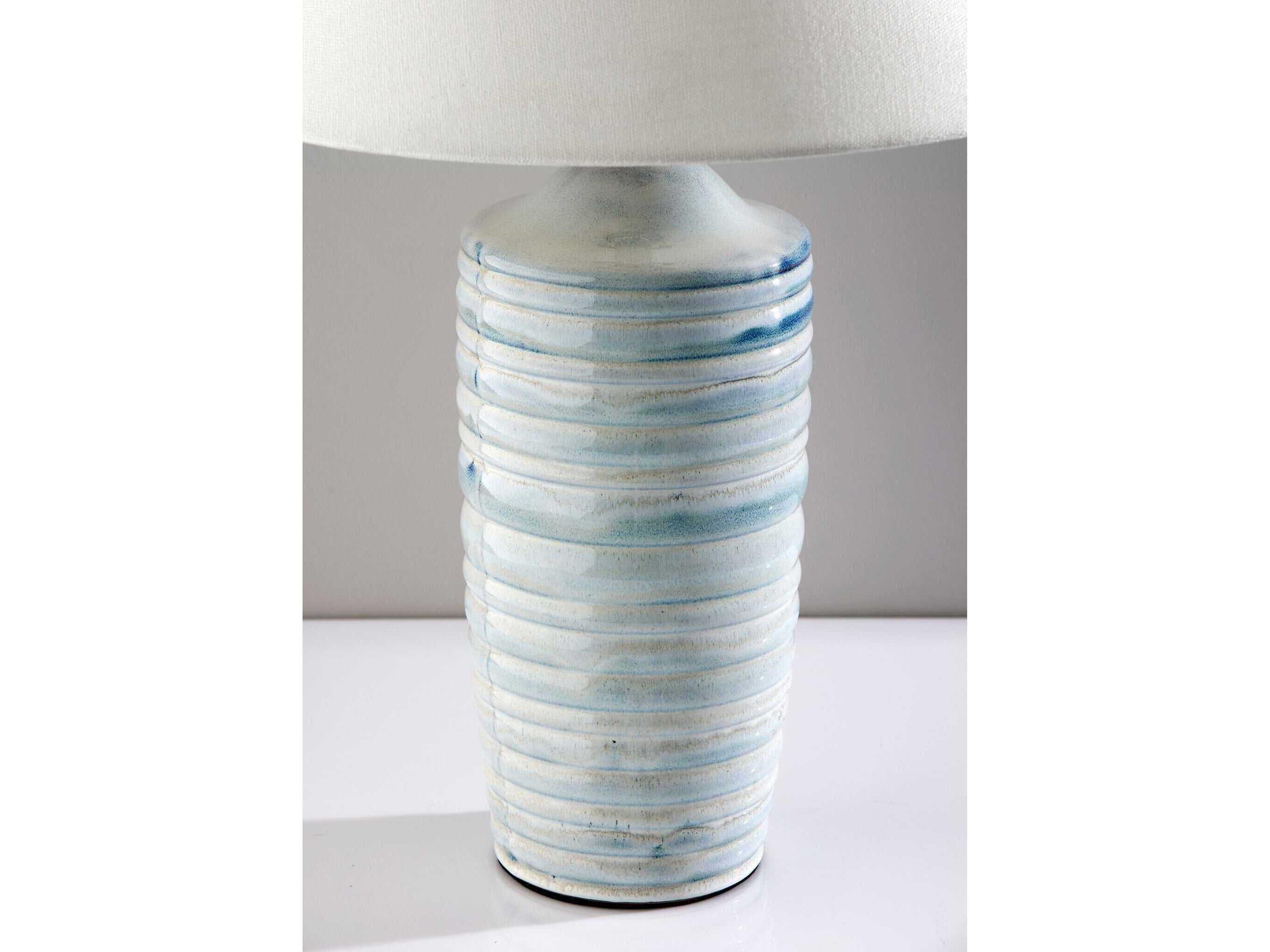 Adesso Catalina Light Blue Ribbed Buffet Lamp