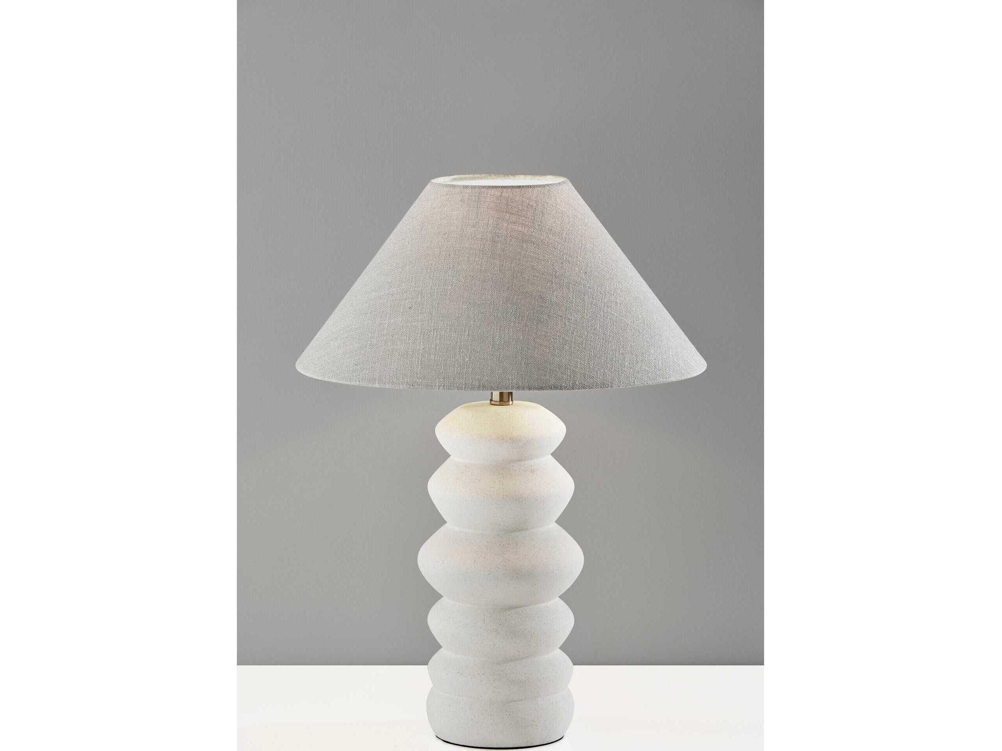Adesso Marcey Taupe Textured Fabric Off White Buffet Lamp