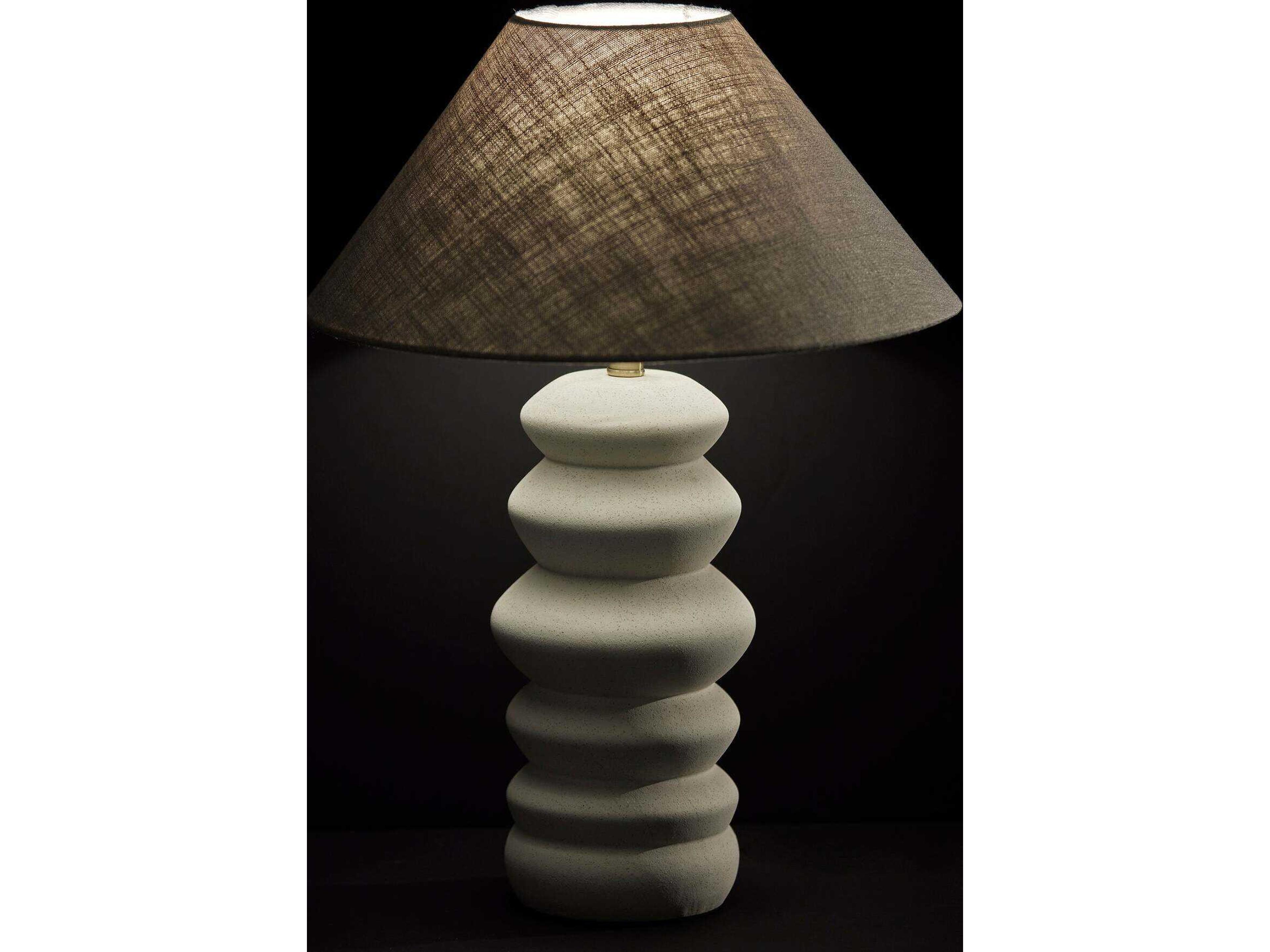 Adesso Marcey Taupe Textured Fabric Off White Buffet Lamp