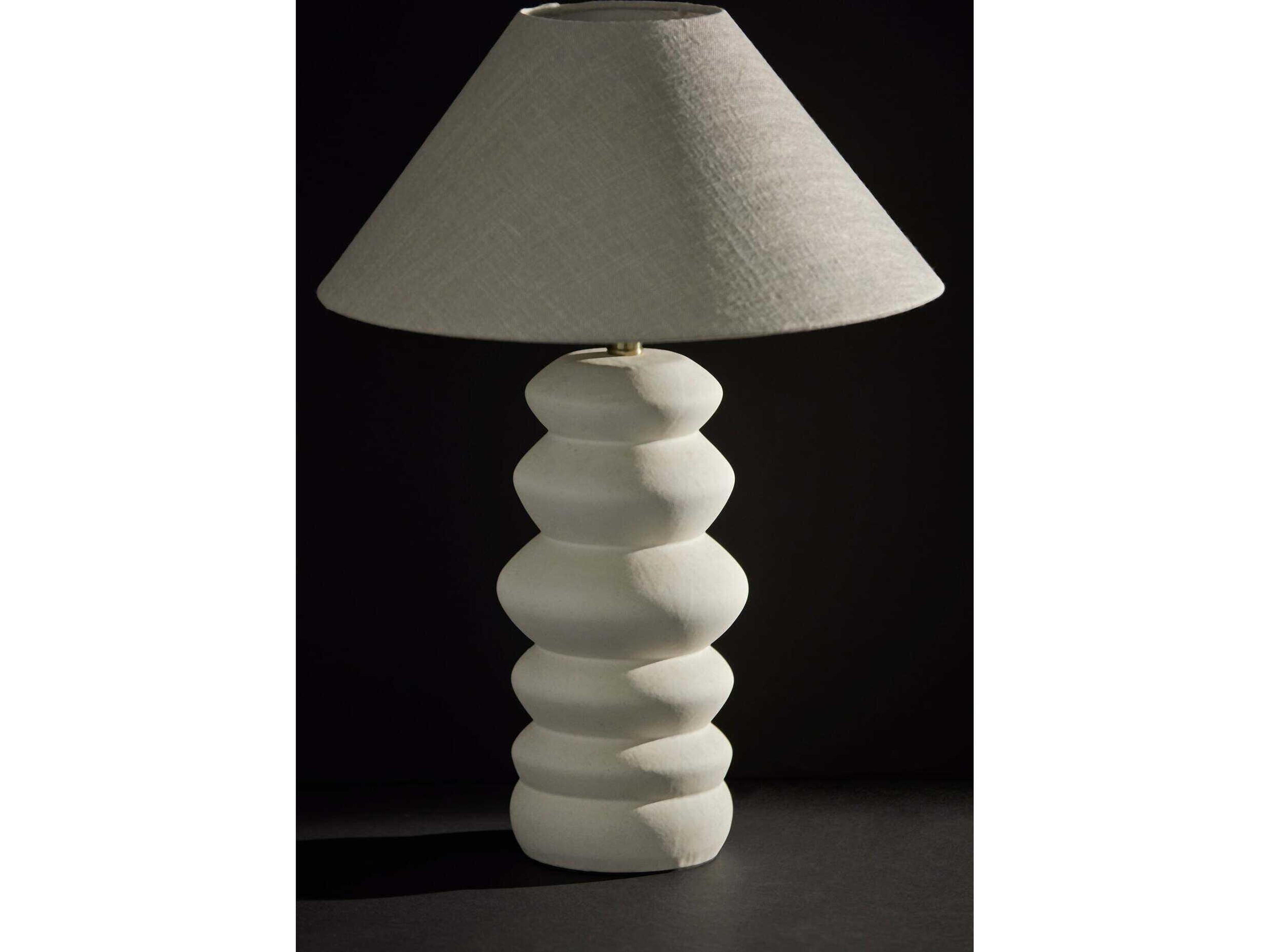Adesso Marcey Taupe Textured Fabric Off White Buffet Lamp