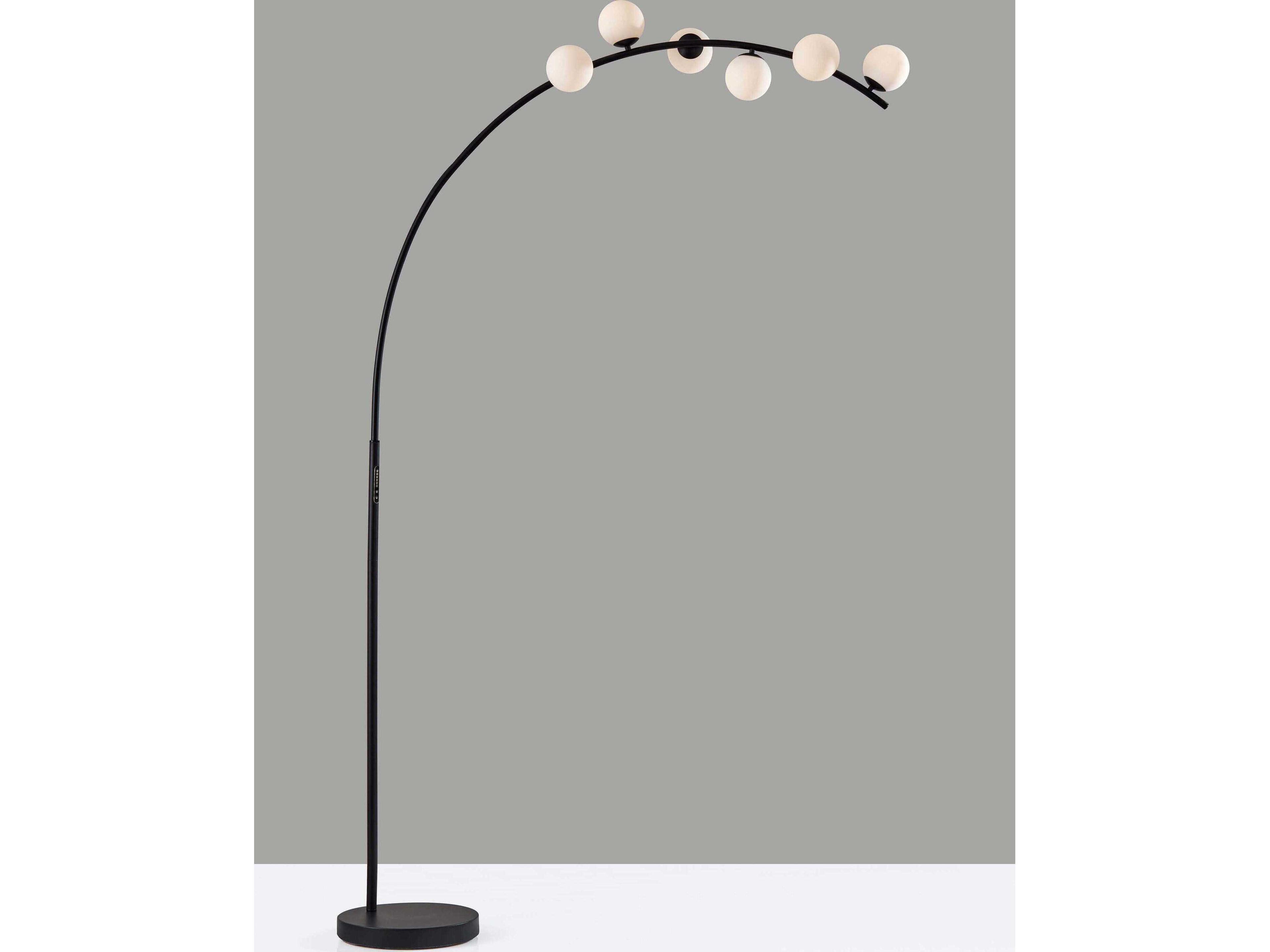 Adesso Ronan Black Matte White Opal Glass Floor Lamp