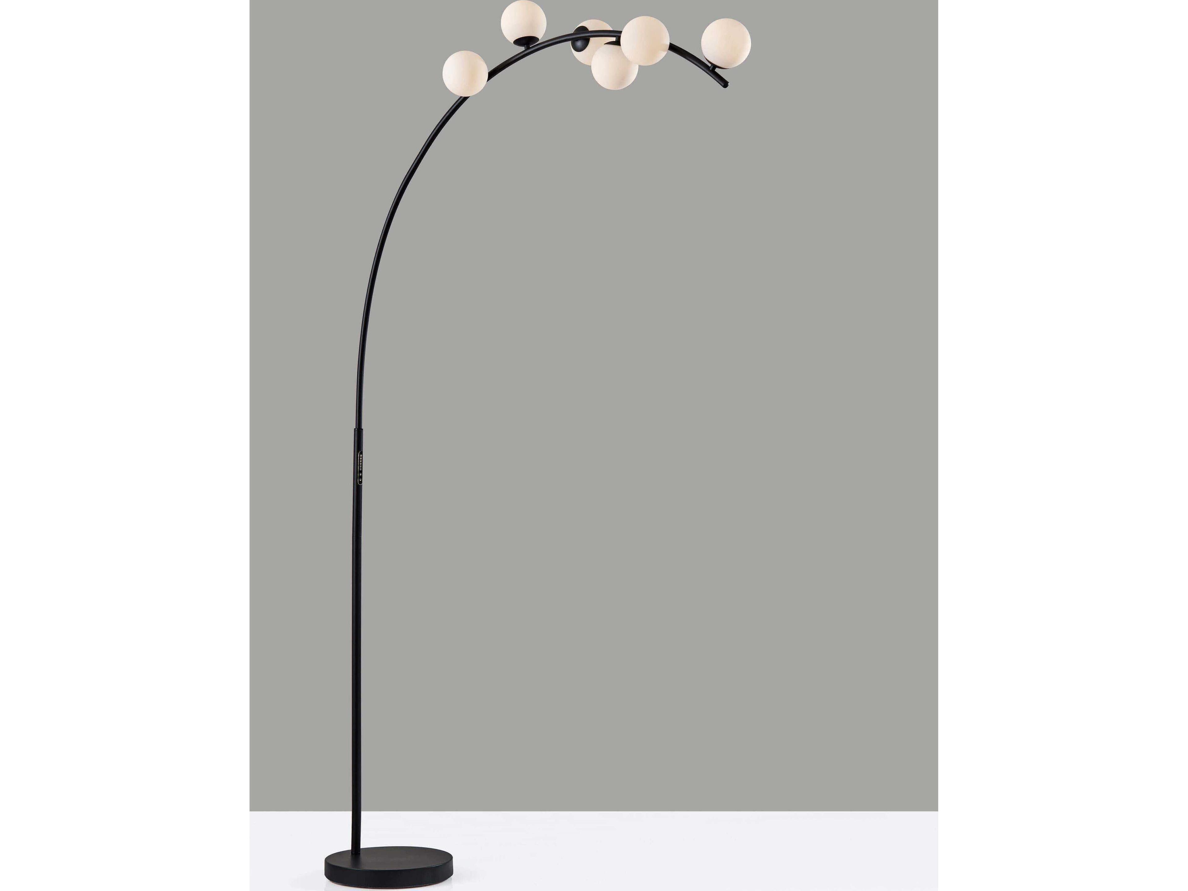 Adesso Ronan Black Matte White Opal Glass Floor Lamp