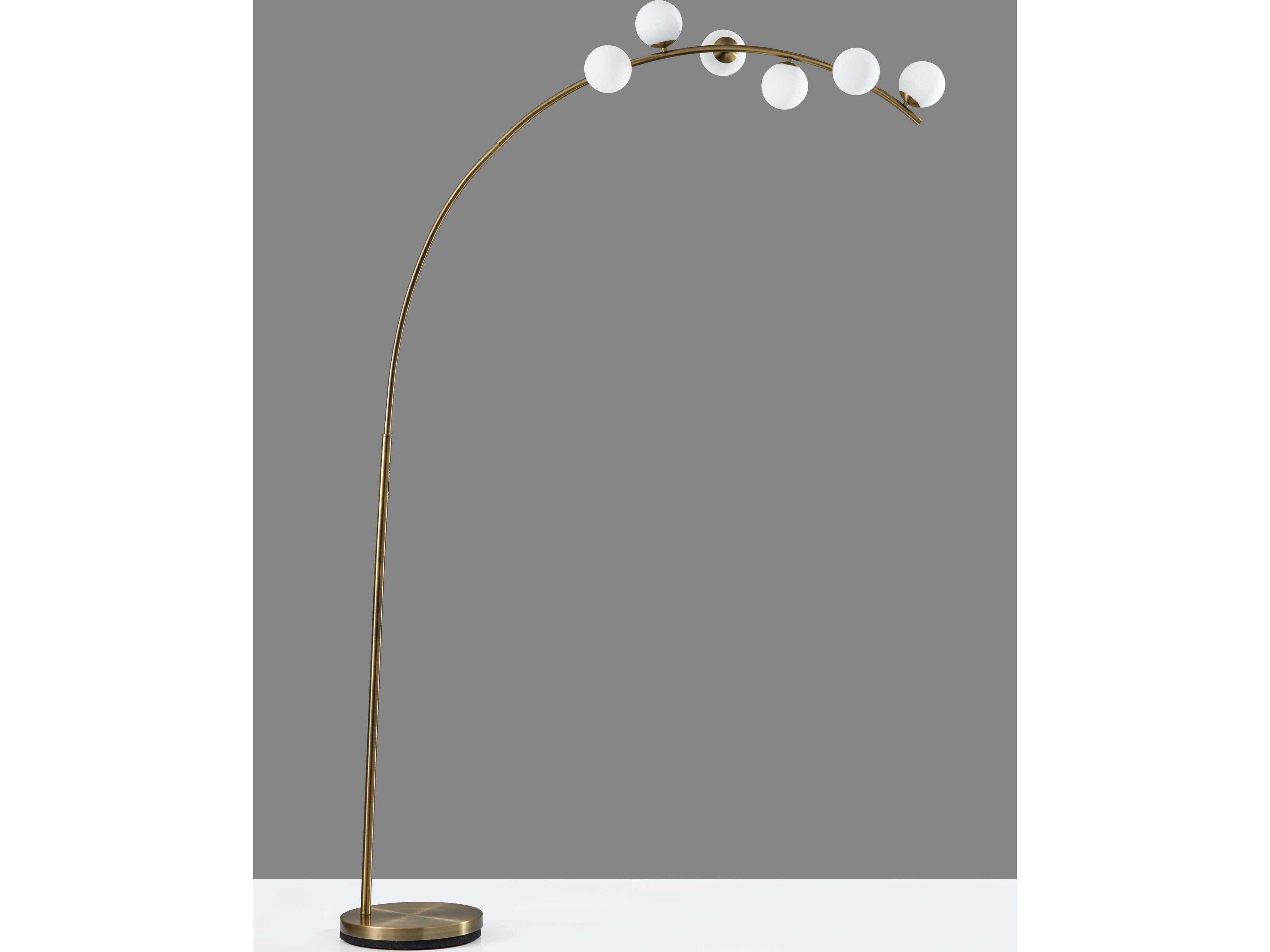 Adesso Ronan Antique Brass Matte White Opal Glass Floor Lamp